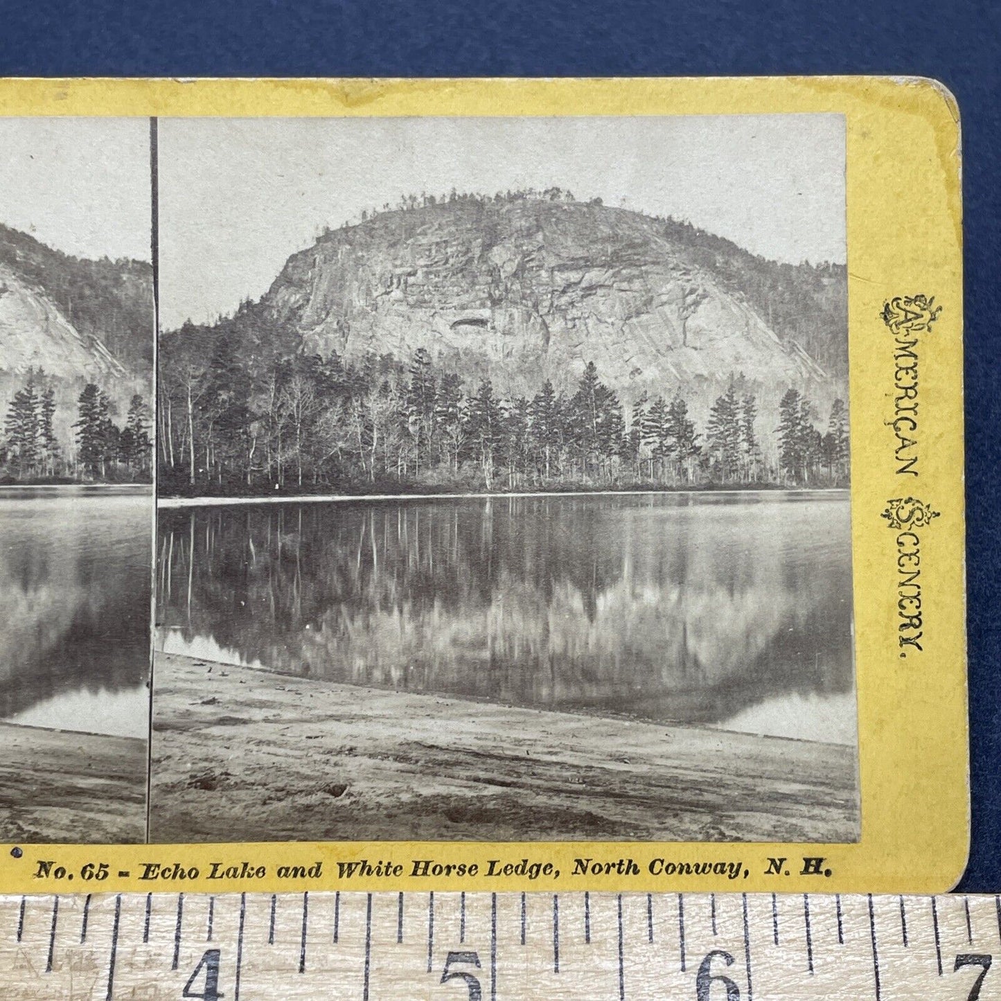 Antique 1870s Echo Lake Conway New Hampshire Stereoview Photo Card V1712