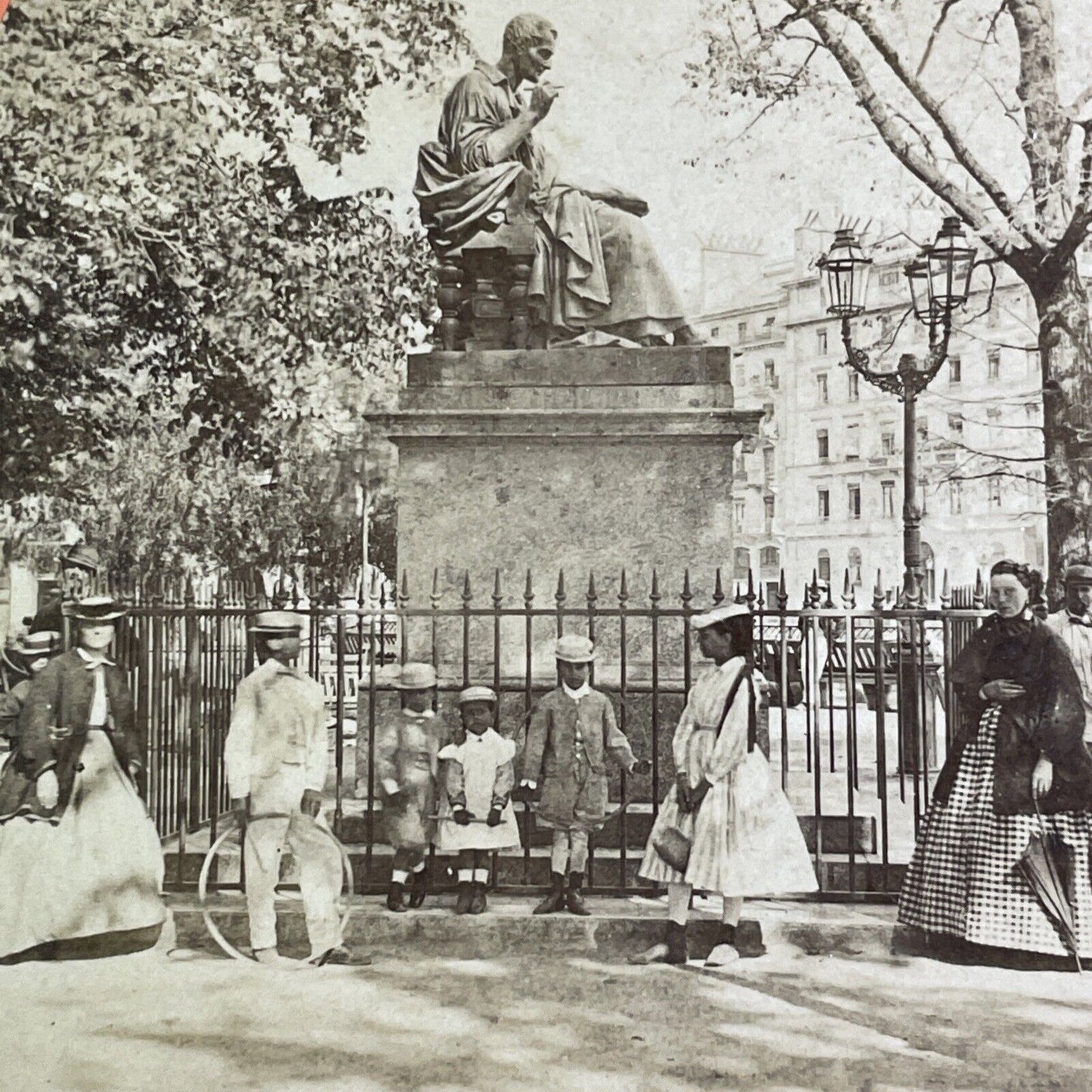 Jean-Jacques Rousseau Island Stereoview Geneva Switzerland Antique c1875 X3603