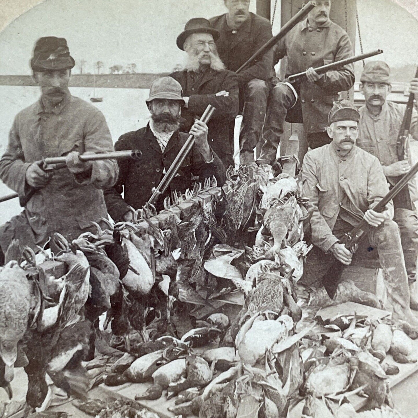 Duck Hunting In Long Point Ontario Stereoview George Barker Antique c1890 X1538