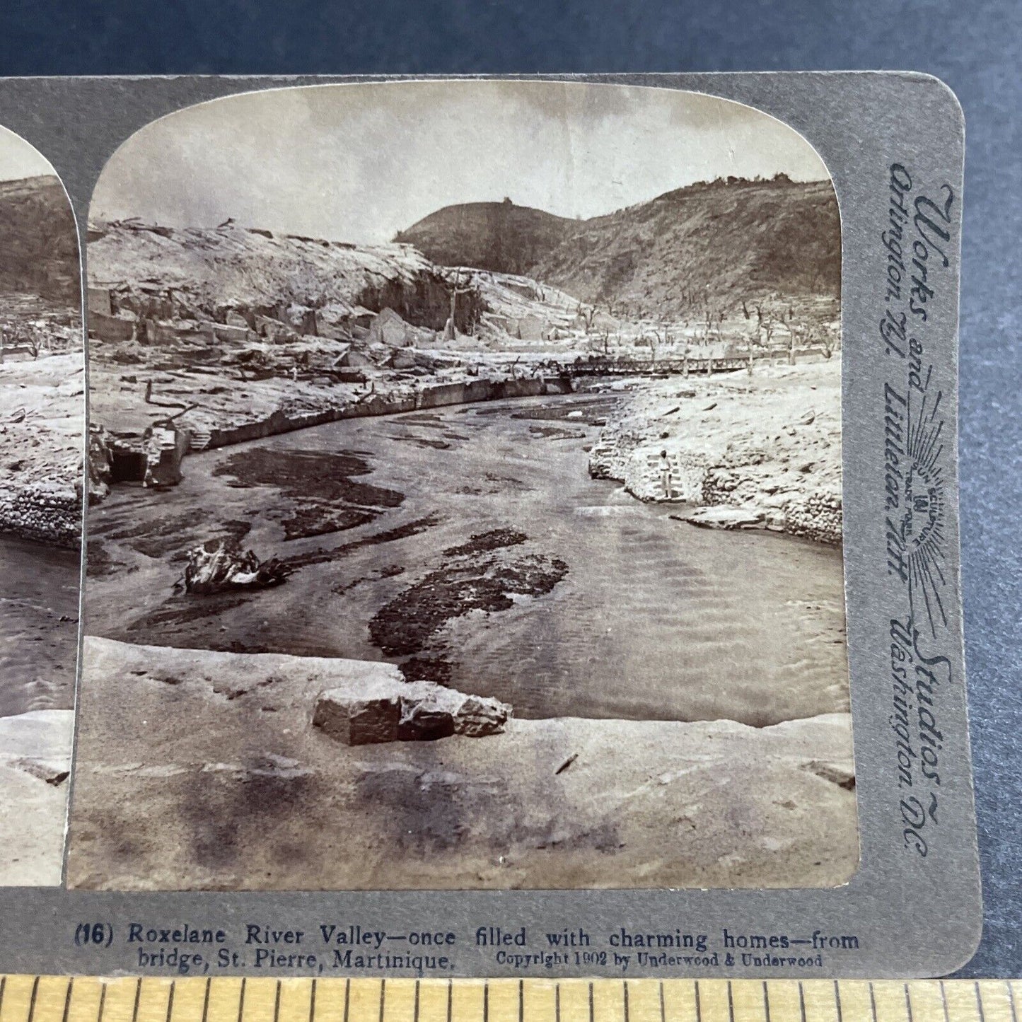 Antique 1902 Lava Flow Of Mount Pelee Martinique Stereoview Photo Card P5566