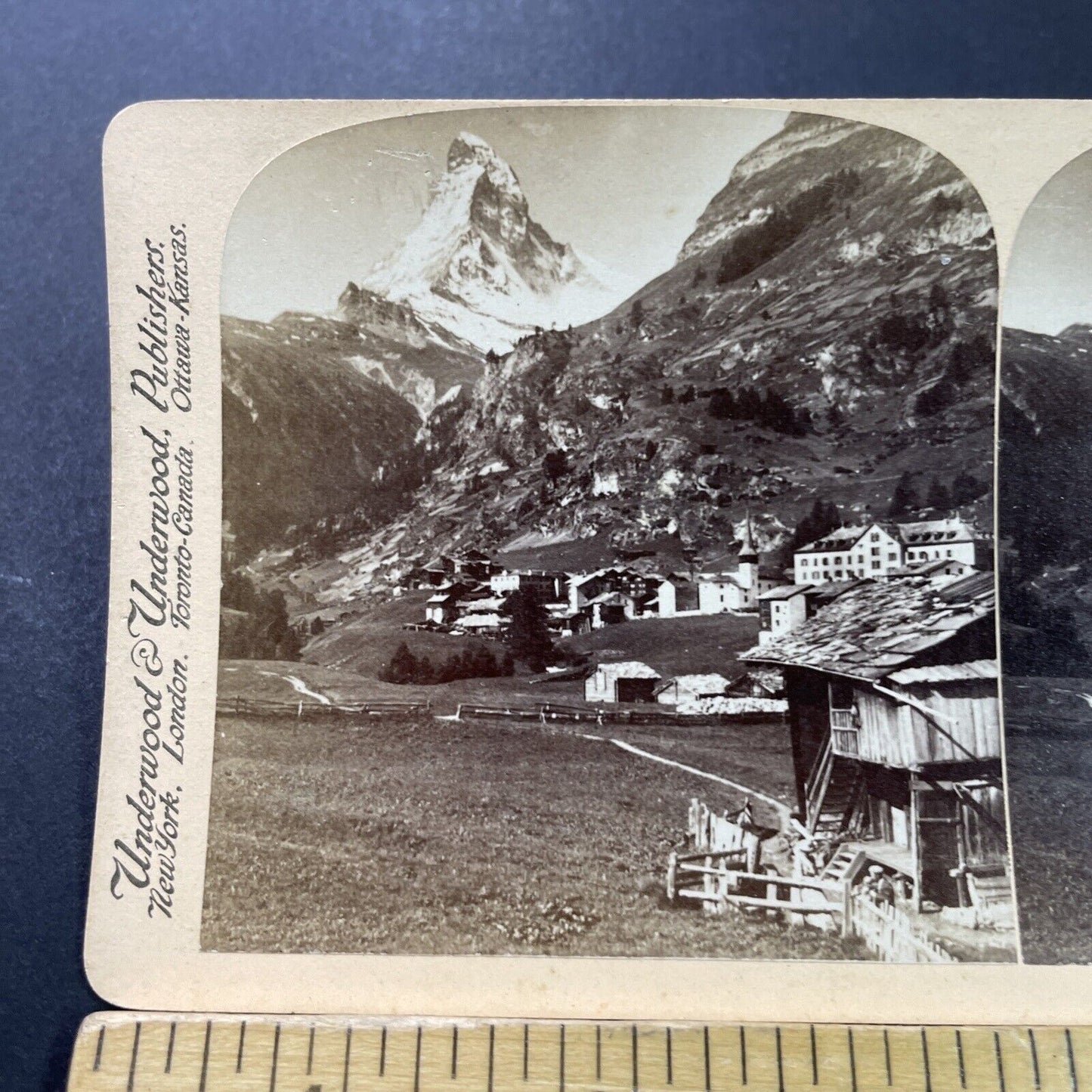 Antique 1890s Zermatt Matterhorn Switzerland Stereoview Photo Card P3900