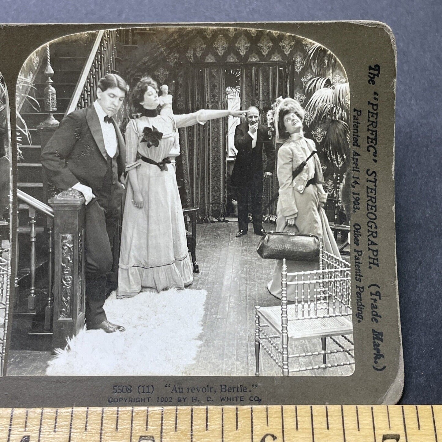 Antique 1902 Woman Scolds Husbands Mistress Stereoview Photo Card P2711