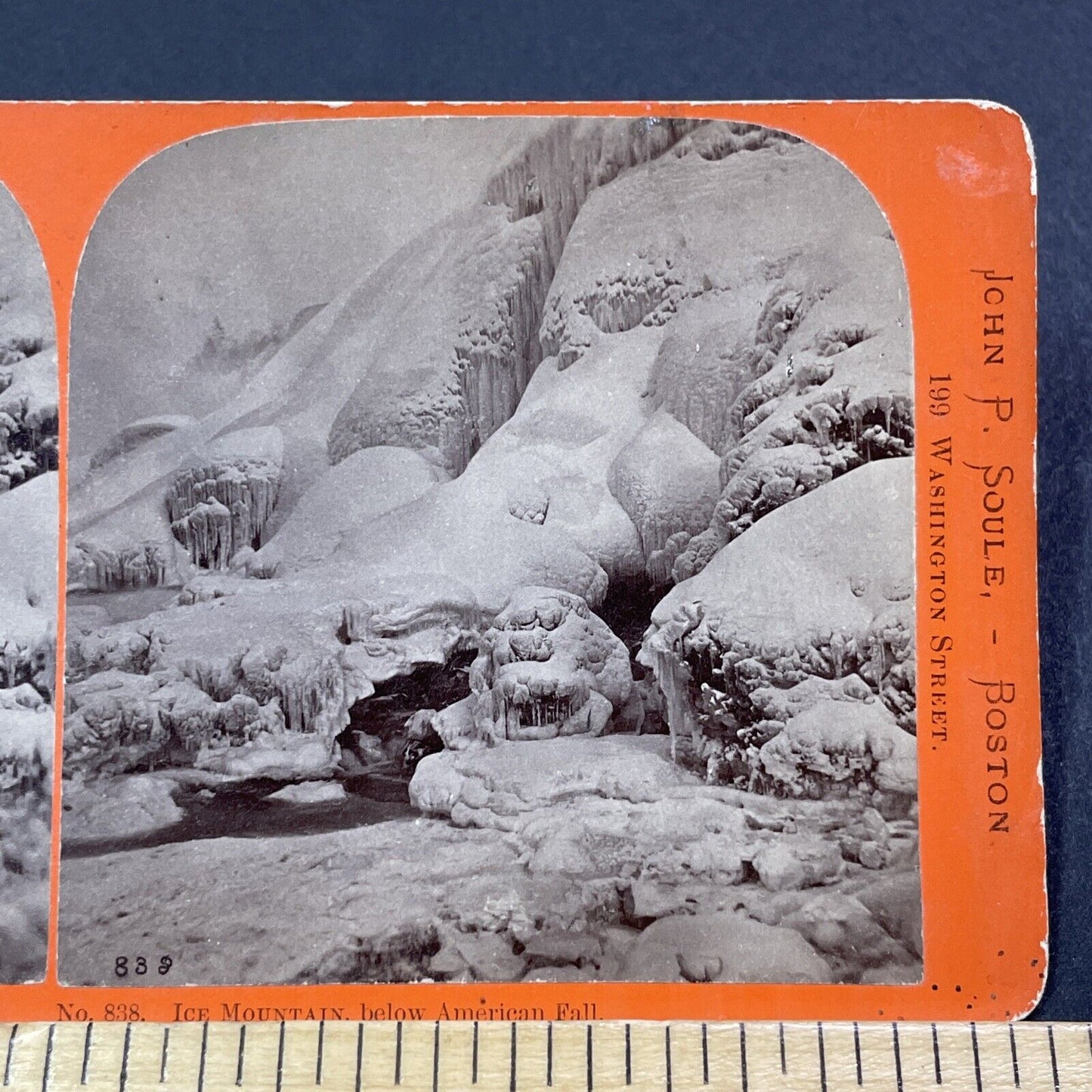 Antique 1870s The Bottom Of American Niagara Falls Stereoview Photo Card V1909