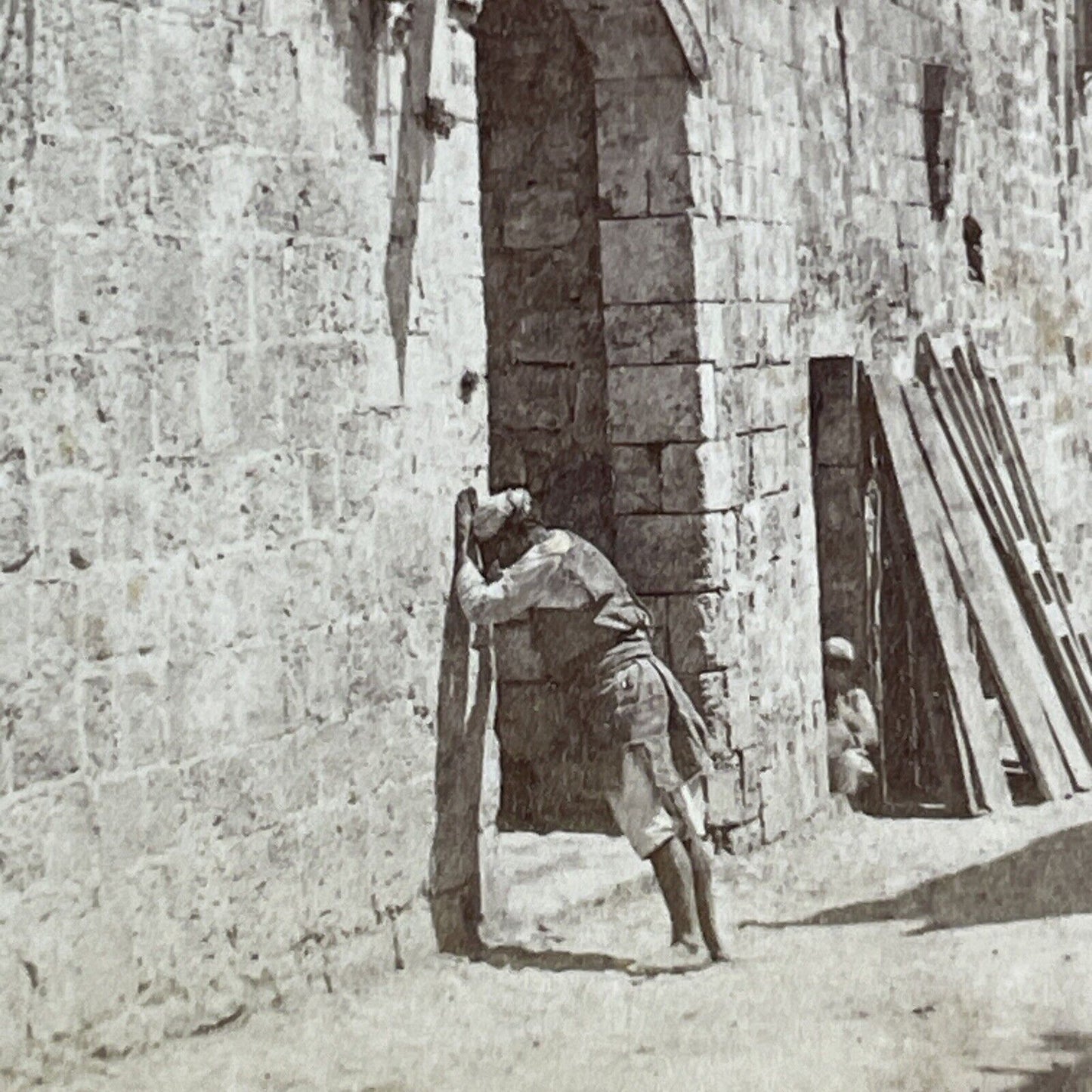 Jewish Hebrew Prayer Wall Israel Stereoview Felix Bonfils Antique c1870 X3286