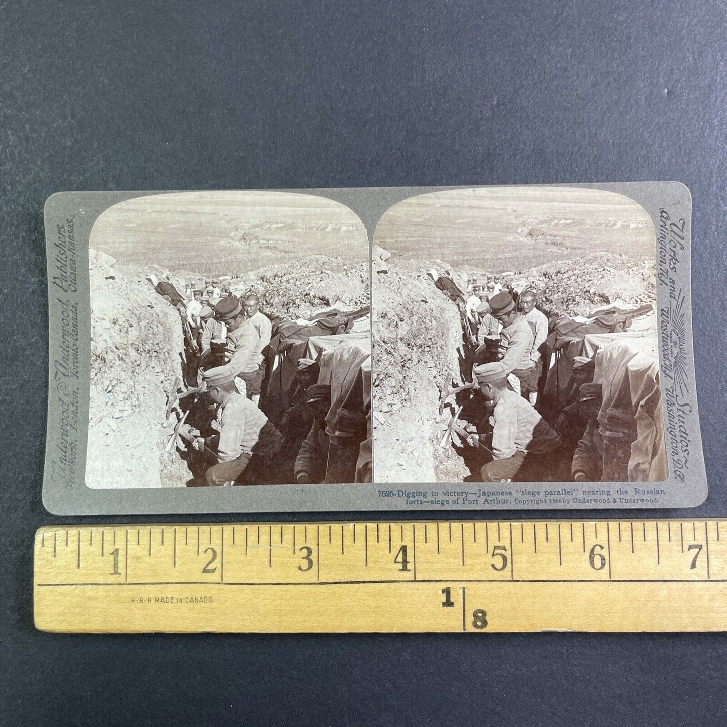 Japanese Trench Digging Stereoview Russo-Sino War Antique c1905 X4221