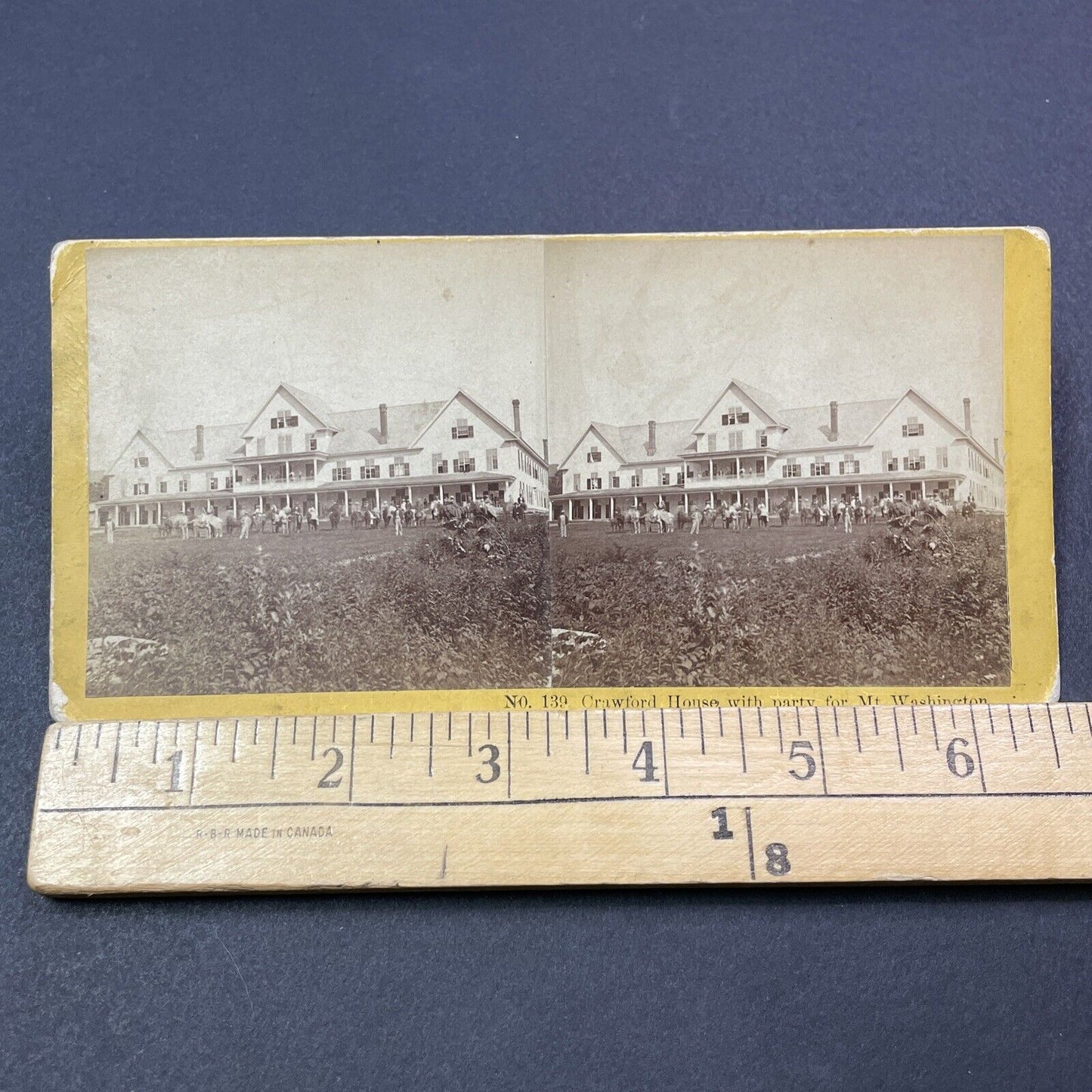 Antique 1870s Crawford House Outdoor Party NH Stereoview Photo Card V1992