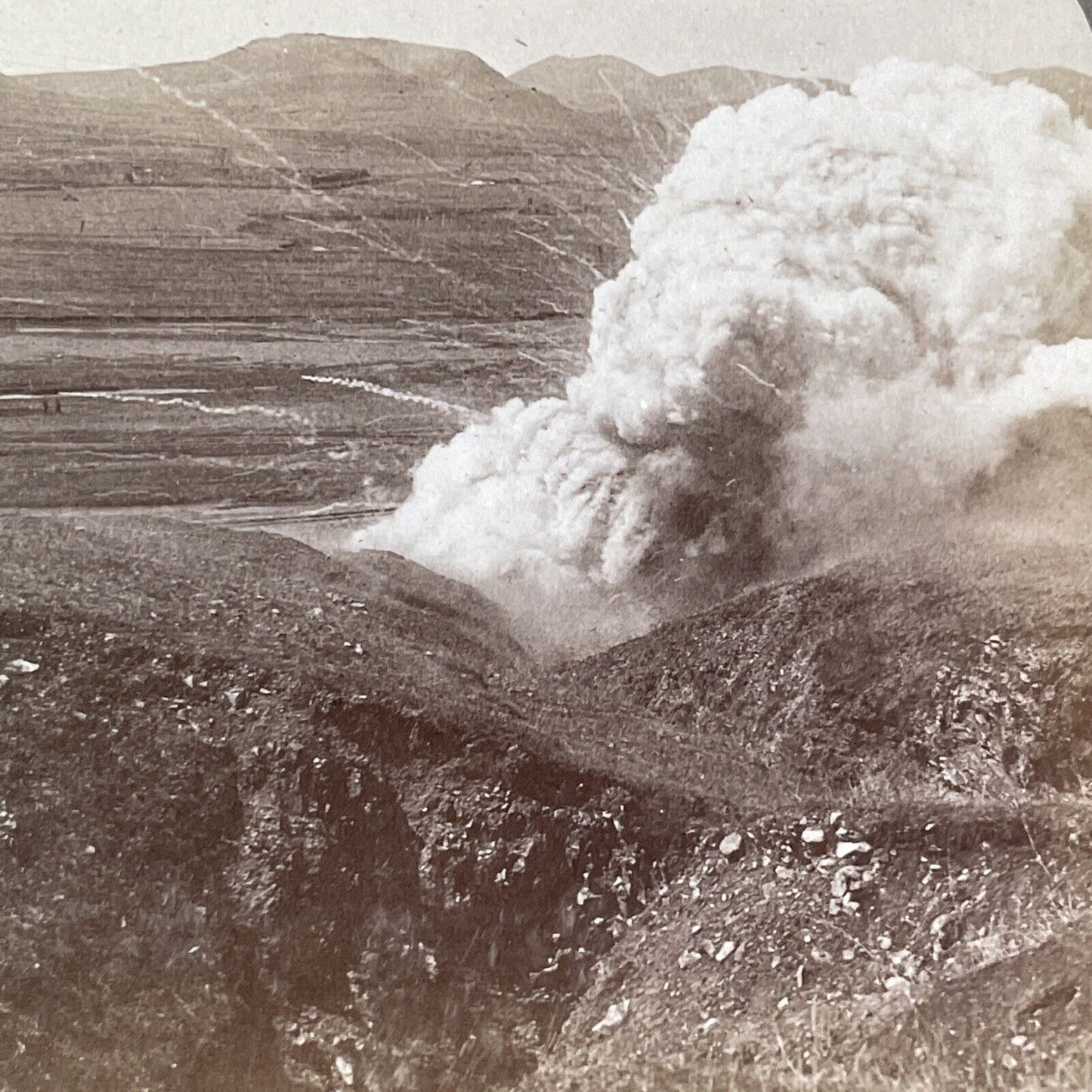 Russian Mines Explode Stereoview Russo-Sino War Antique c1905 X4198