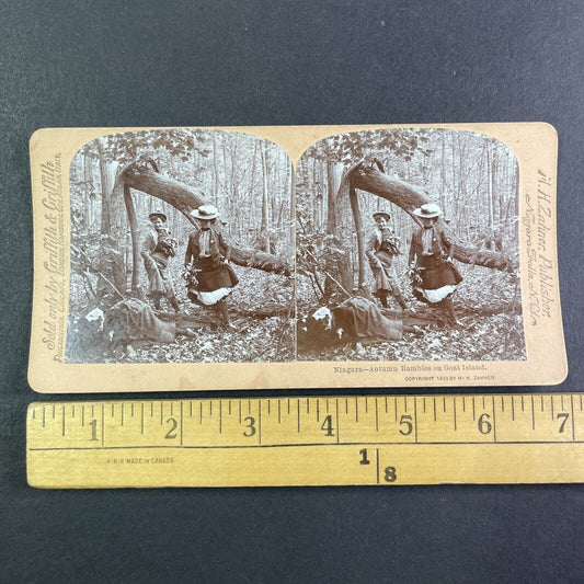 Women Having Fun on Goat Island NY Stereoview M.H. Zahner Antique c1903 Y2487