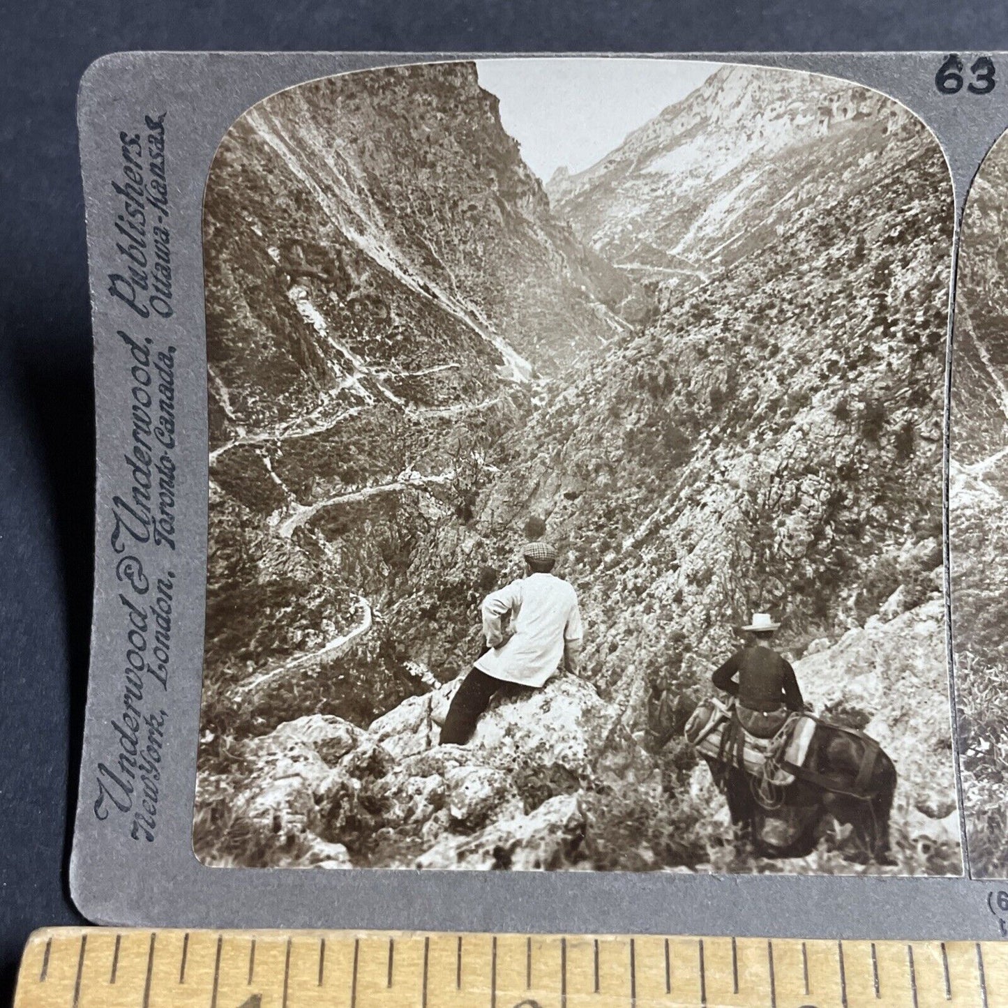 Antique 1910s Men Hunting In Langada Pass Greece Stereoview Photo Card P4415