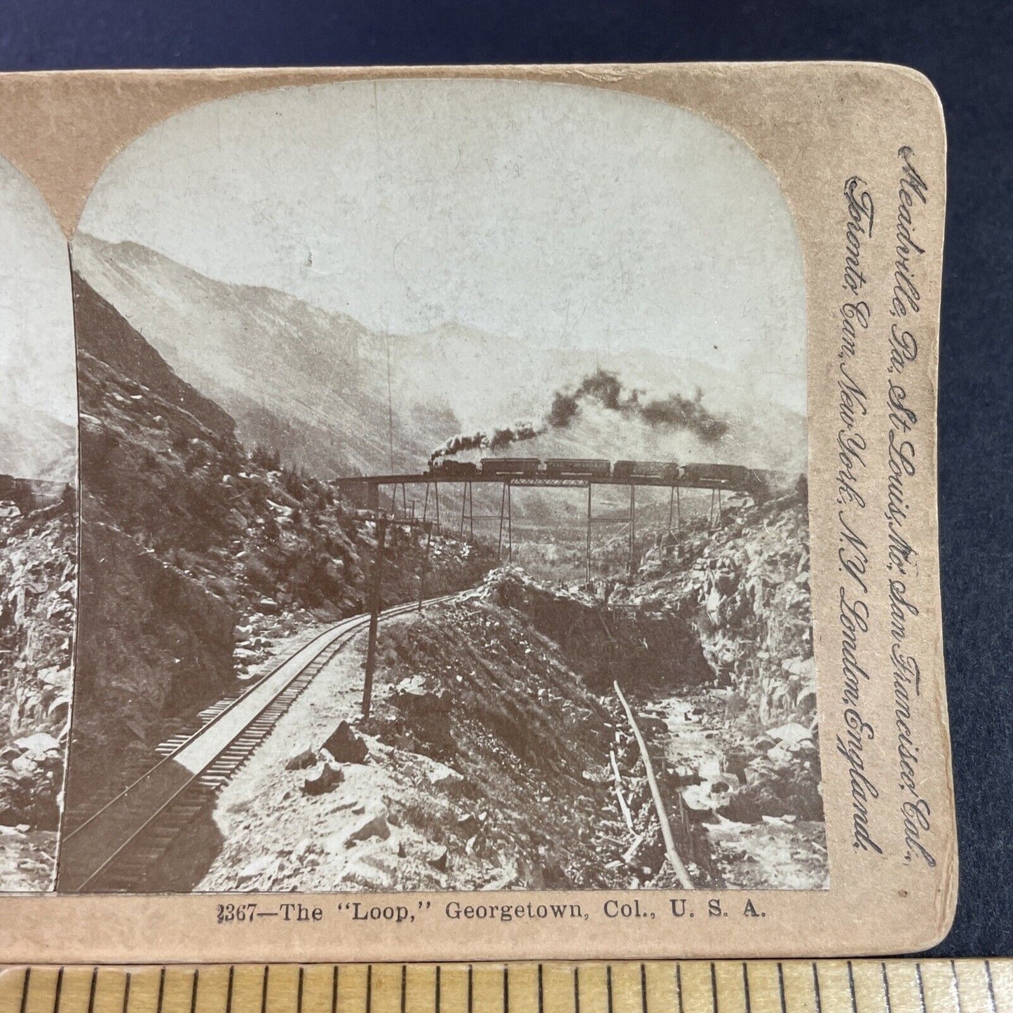 Antique 1898 Georgetown Railroad Loop Colorado Stereoview Photo Card P3599