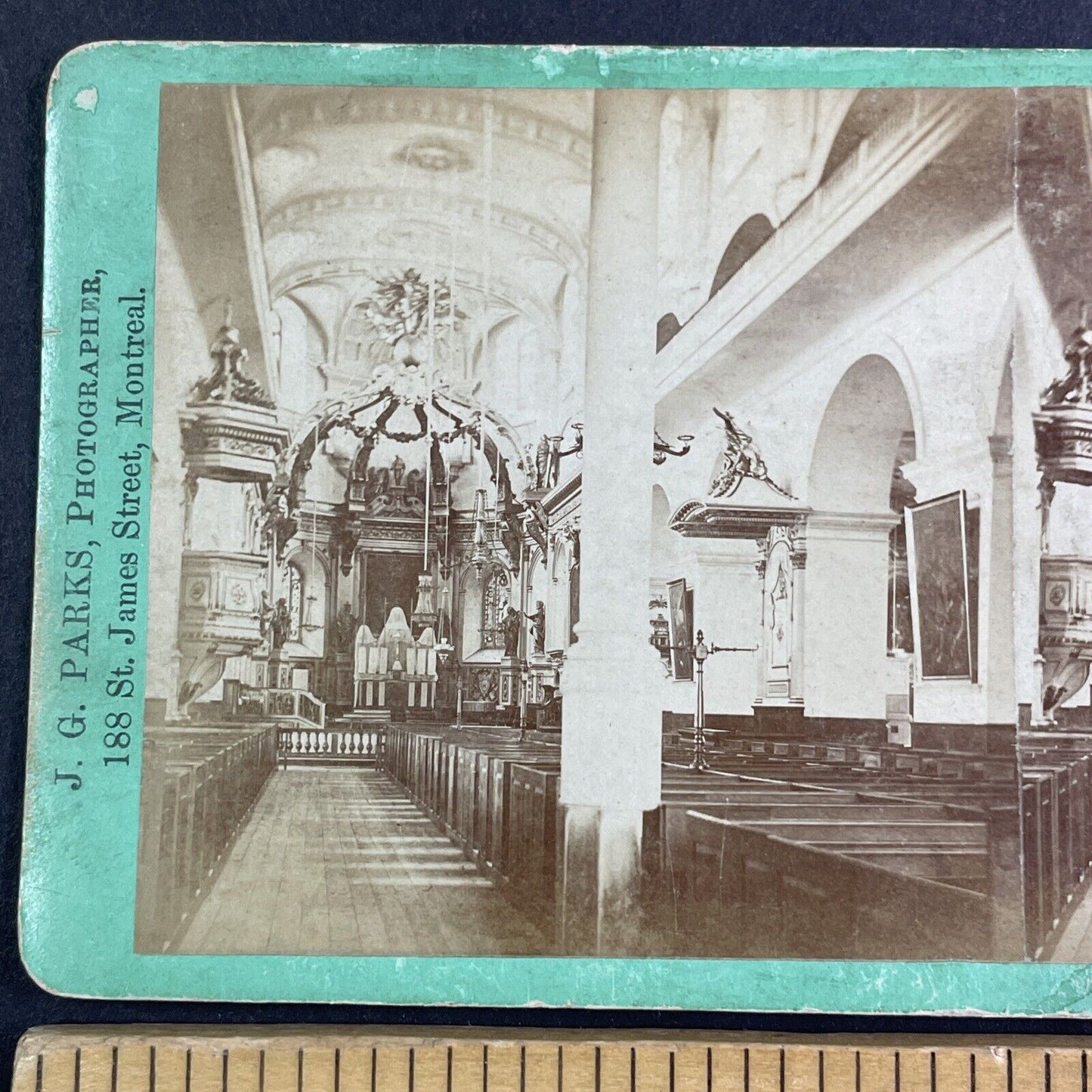 Notre Dame Cathedral Church Quebec City Stereoview J.G. Parks c1870 Y2560