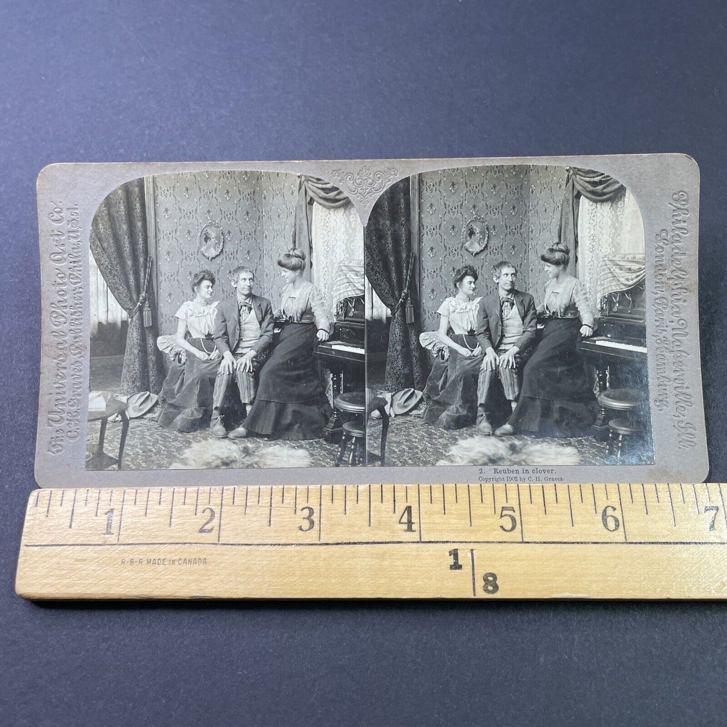 Antique 1902 Women Gush Over Male Visitor Stereoview Photo Card P2931