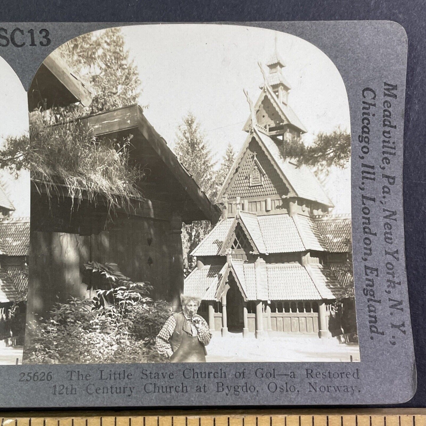 Gol Stave Church Norway Stereoview Late Period View Antique c1933 Y1241