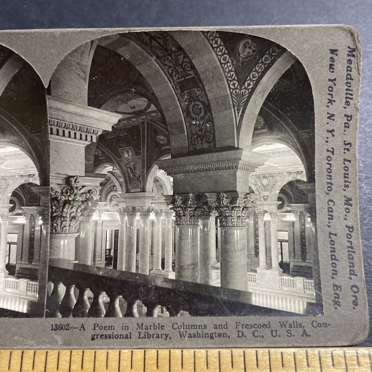 Antique 1909 Congressional Library Washington DC Stereoview Photo Card P5041