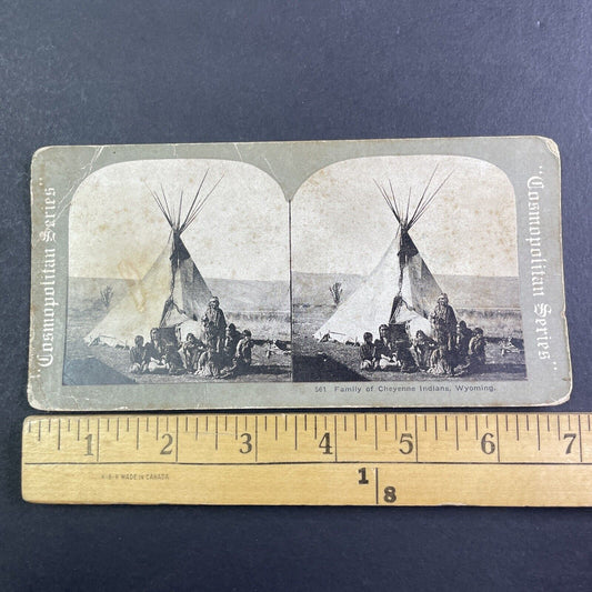 Native American Cheyenne on Wyoming Plains Stereoview Antique c1920s X4148