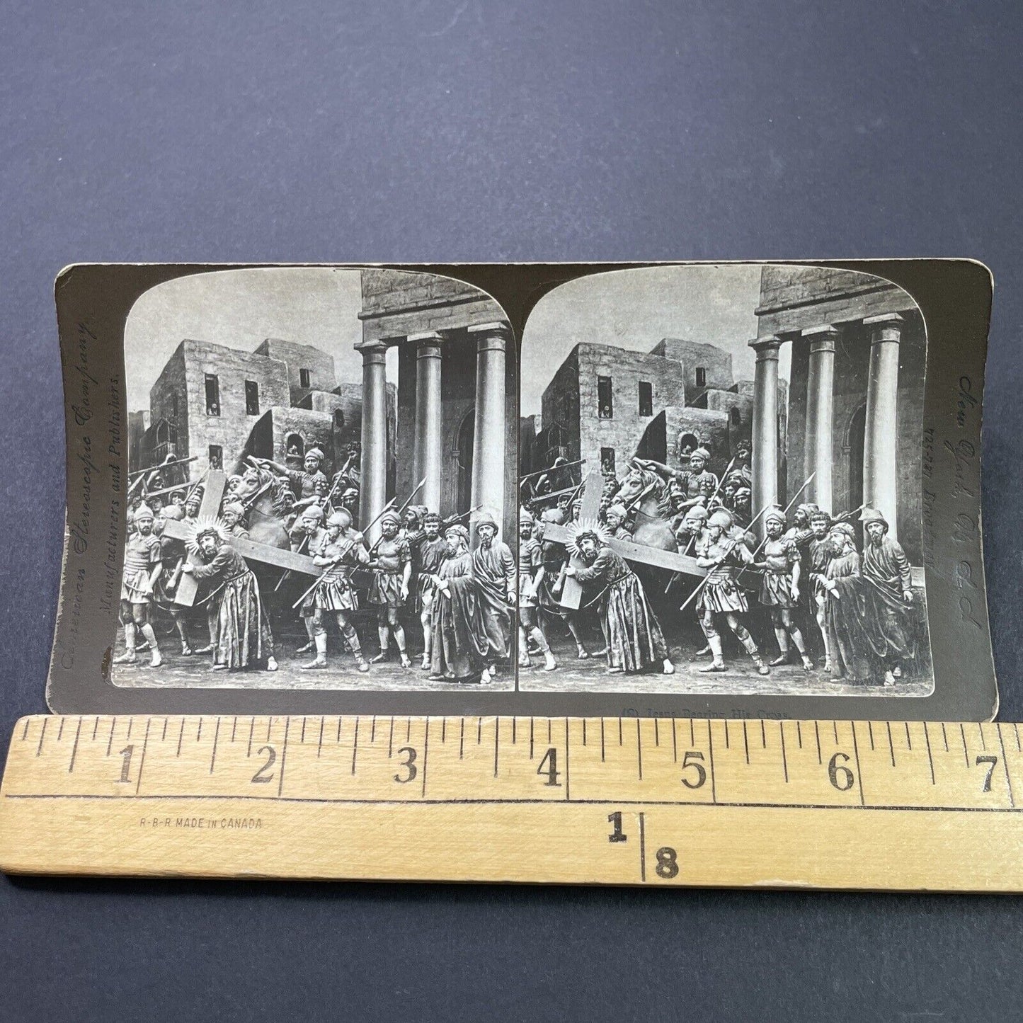 Antique 1880s Jesus Carries His Wood Cross Stereoview Photo Card P3133