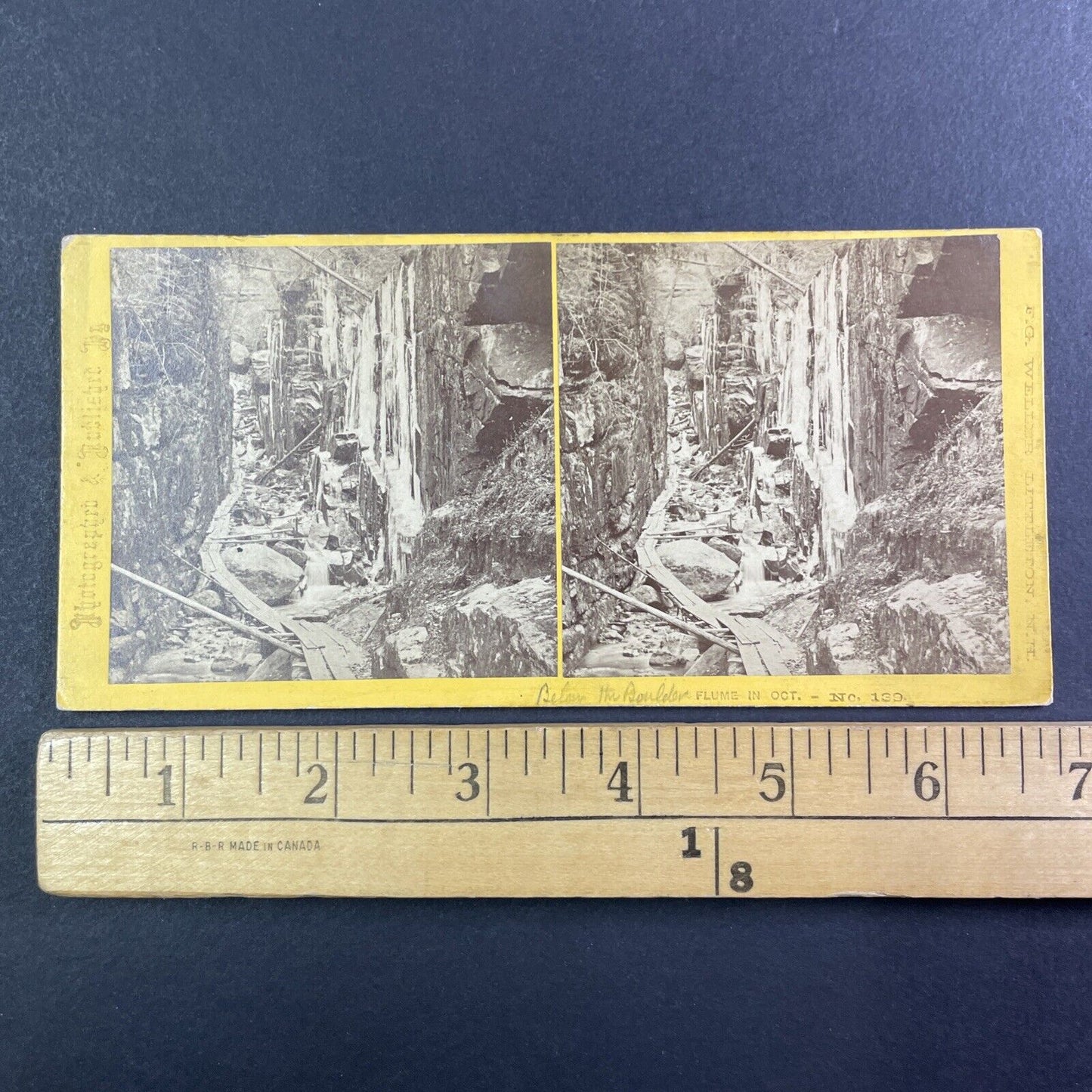 Franconia Notch Below Boulder Stereoview New Hampshire F.G. Weller c1870s Y927