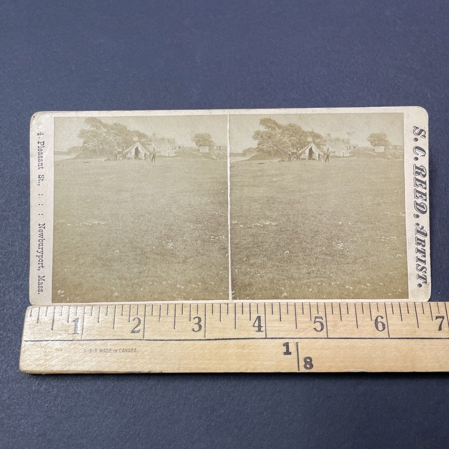 Antique 1862 Union Soldier Tent Grape Island Ipswich Stereoview Photo Card V2117