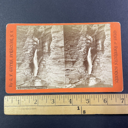 Watkins Glen Entrance Cascade New York Stereoview George F. Gates c1865 Y1823