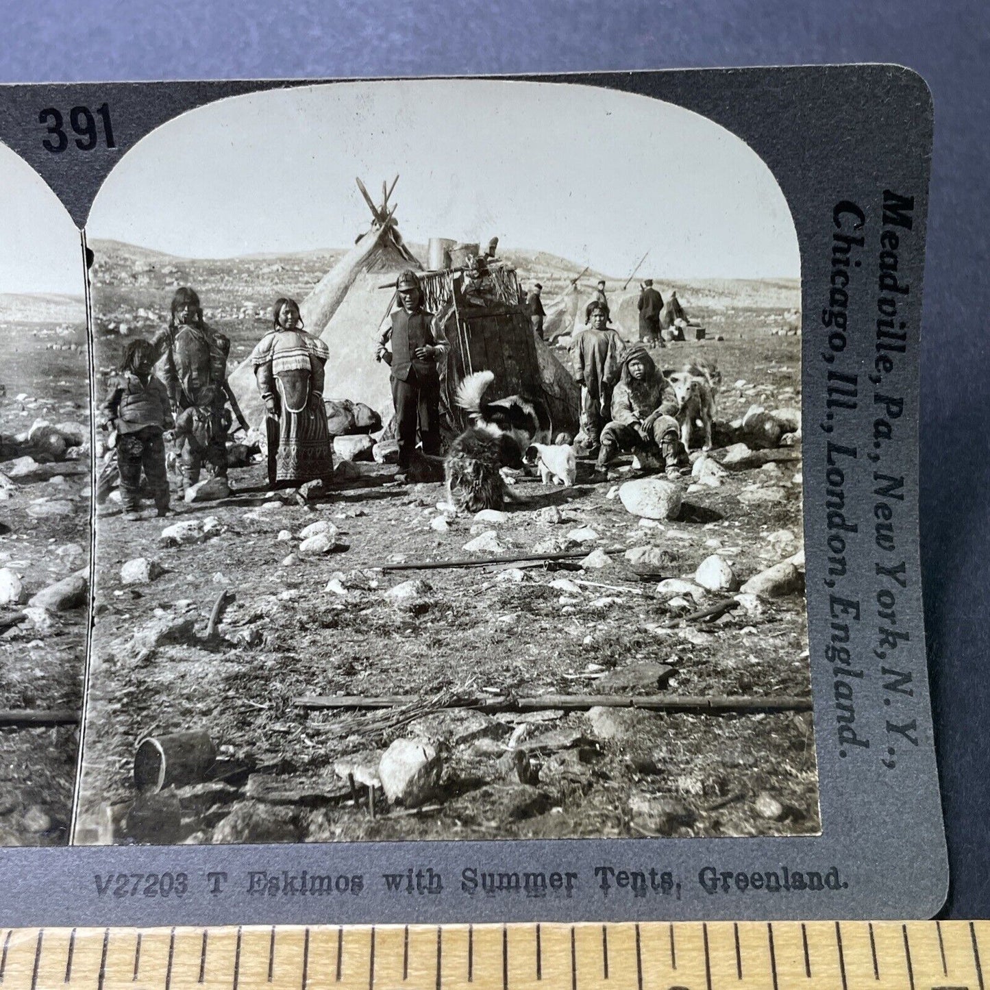 Antique 1910s Inuit Eskimo Near Nuuk Greenland Stereoview Photo Card P3175