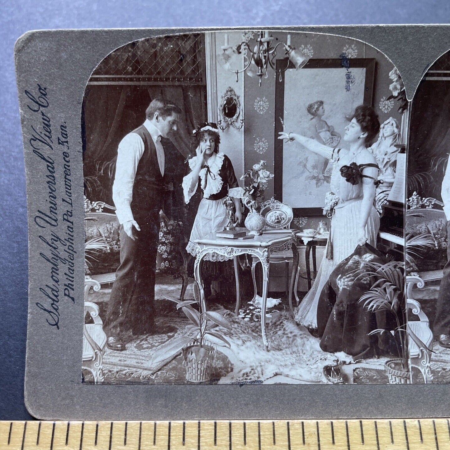 Antique 1902 Man And Woman Caught Having Affair Stereoview Photo Card P1981