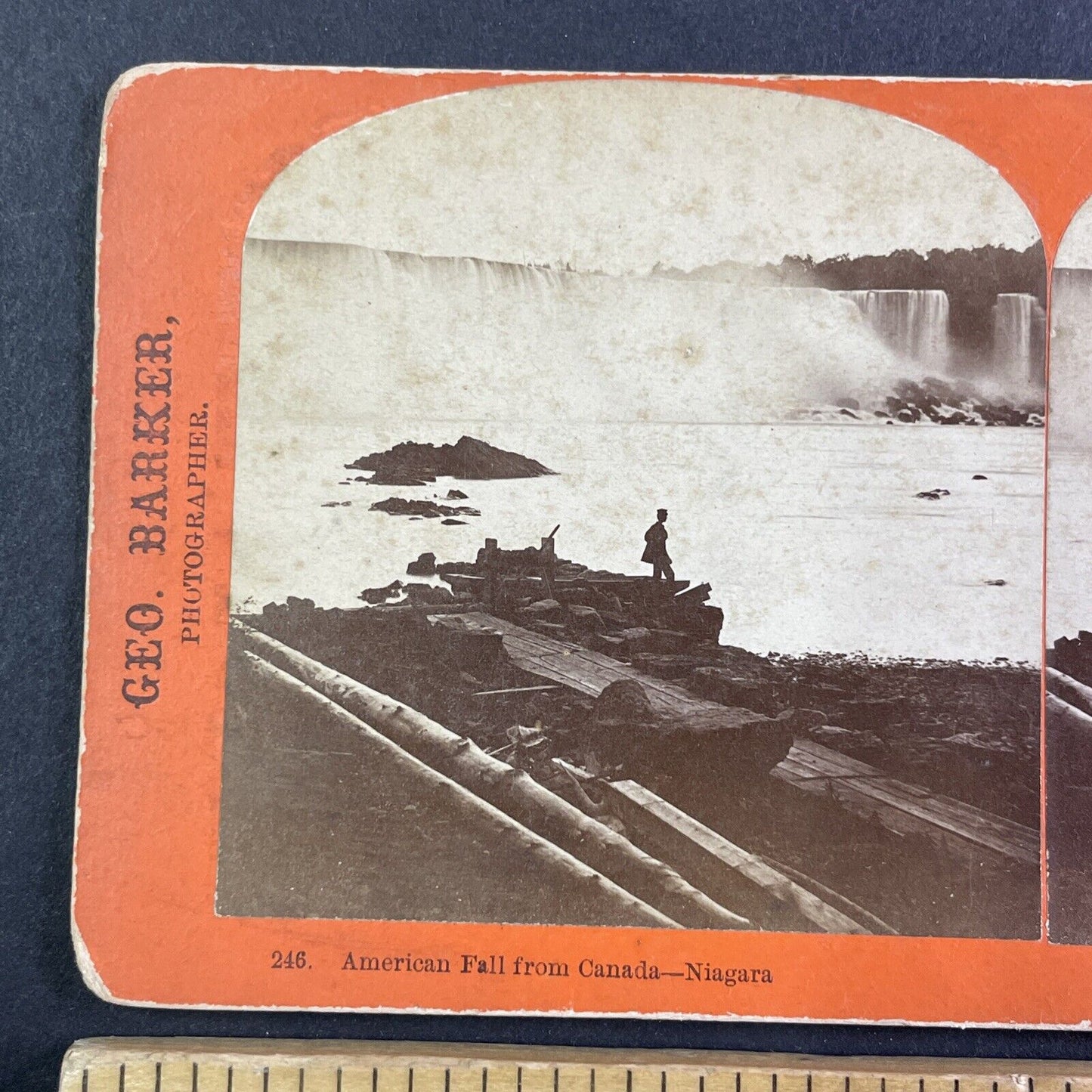 Rowboat Ferry Loading Dock Niagara Falls Stereoview George Barker c1870 Y2770