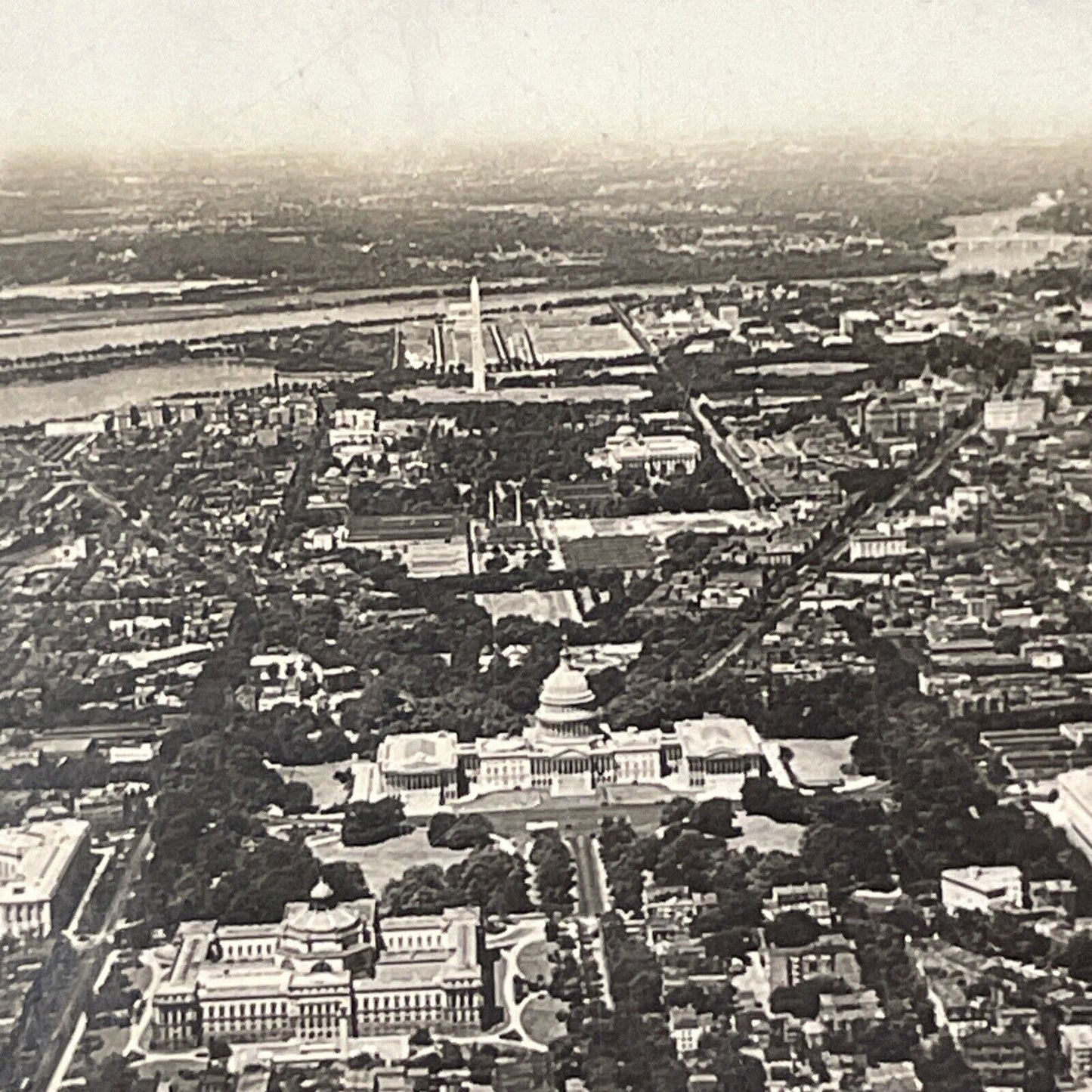 Washington D.C. Aerial View Stereoview Antique c1920s Y983