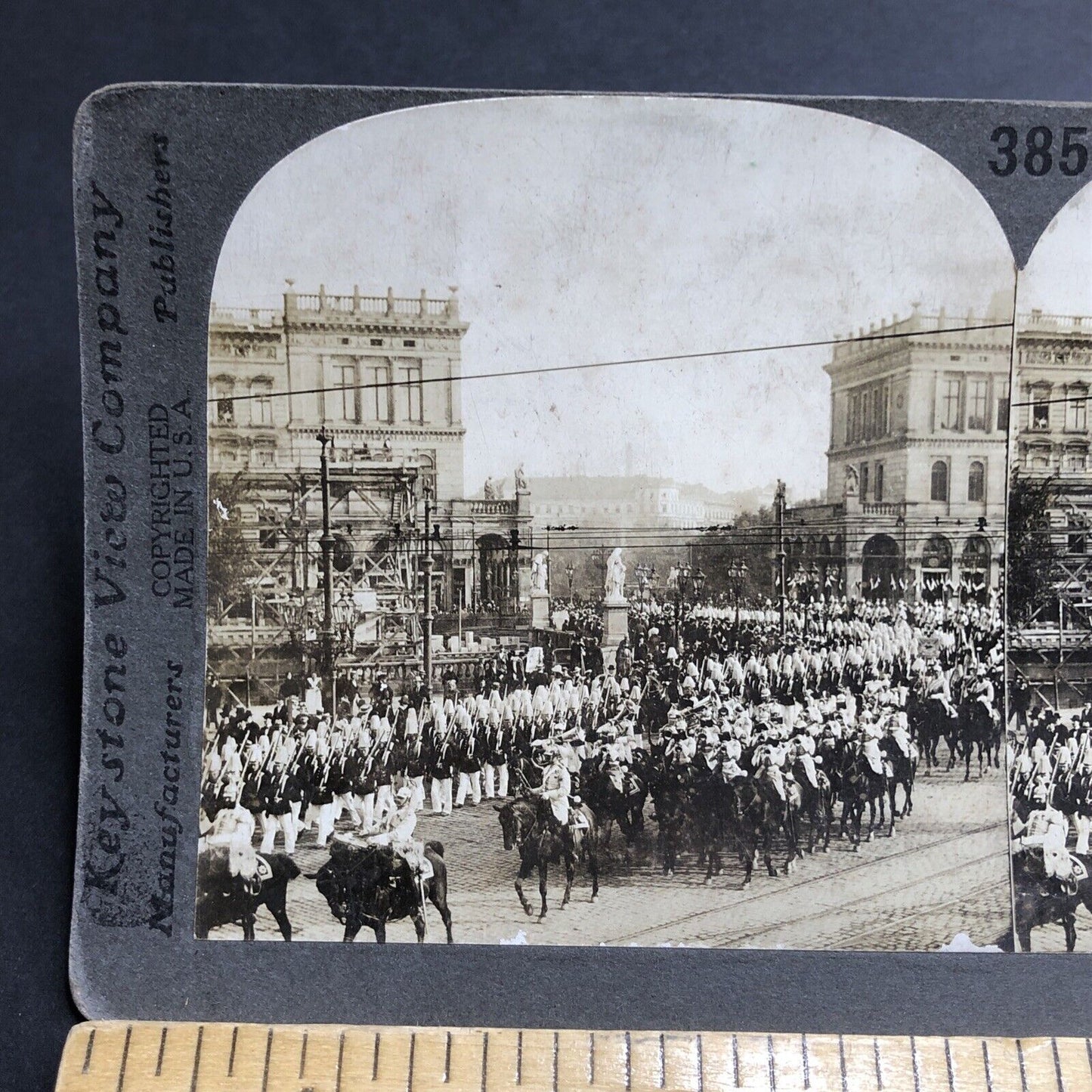 Antique 1915 German Military Parade Berlin Germany Stereoview Photo Card P2008