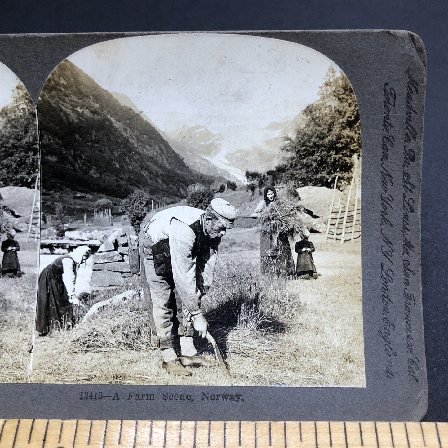 Antique 1903 Farmers Planting Crop Northern Norway Stereoview Photo Card P1979