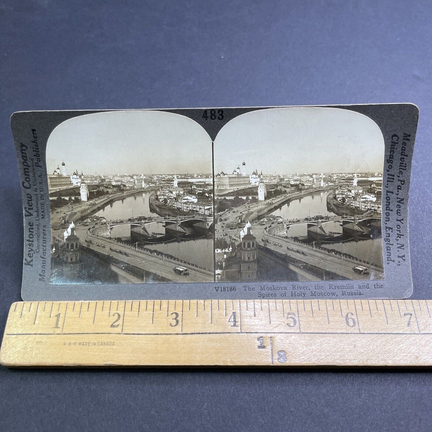 Antique 1910s Downtown Moscow Russia Stereoview Photo Card P1947