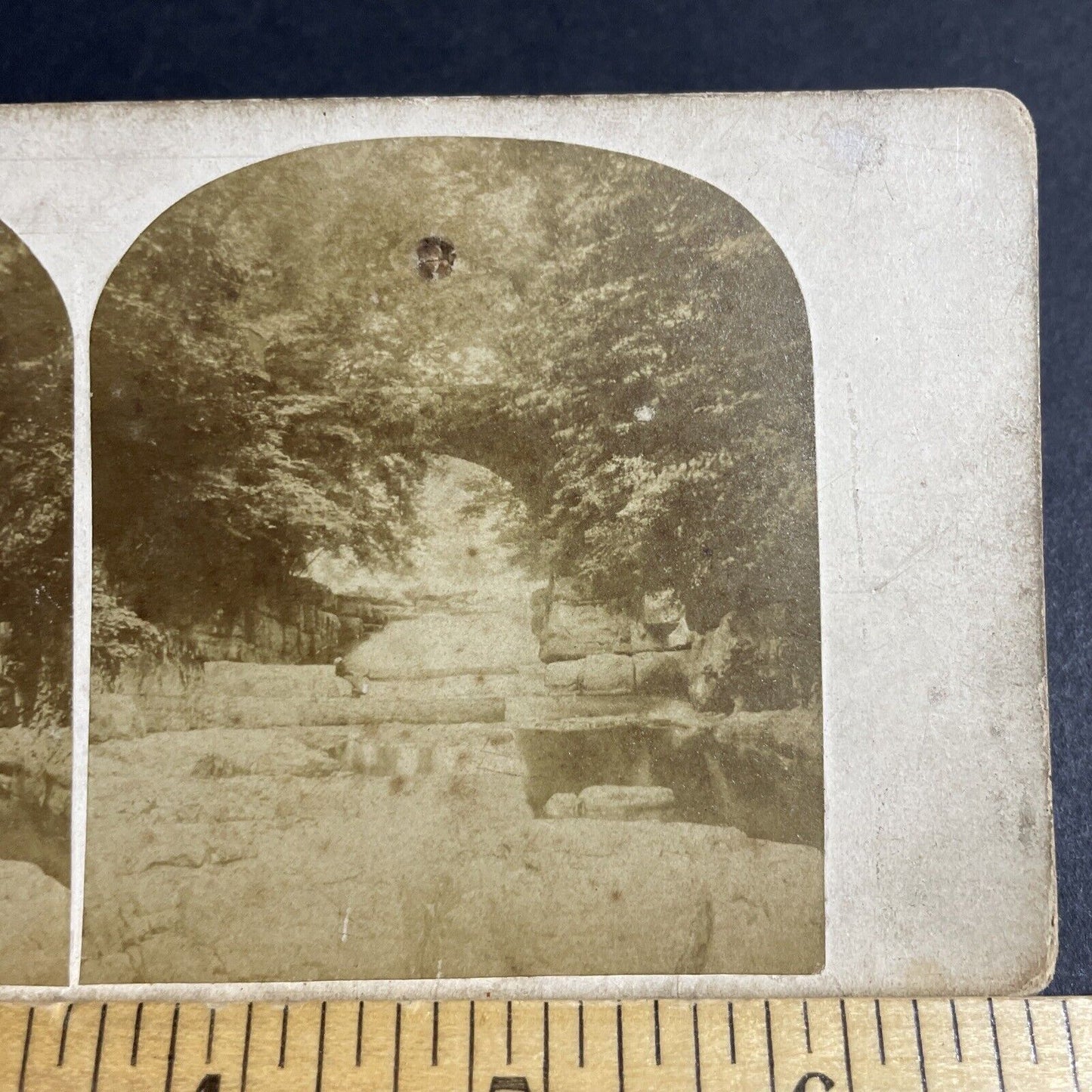 Antique 1850s West Burton Falls Cauldron Yorkshire UK Stereoview Photo Card 4179