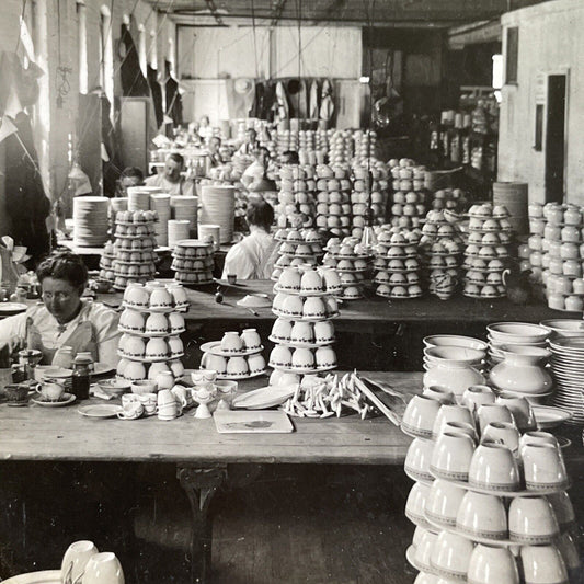 Antique 1918 Porcelain Painting Factory Trenton NJ Stereoview Photo Card P1723