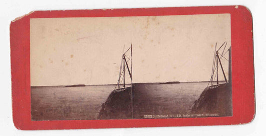 Antique 1880s View Of Island Number 10 Cairo, Illinois, USA Stereo Card P168