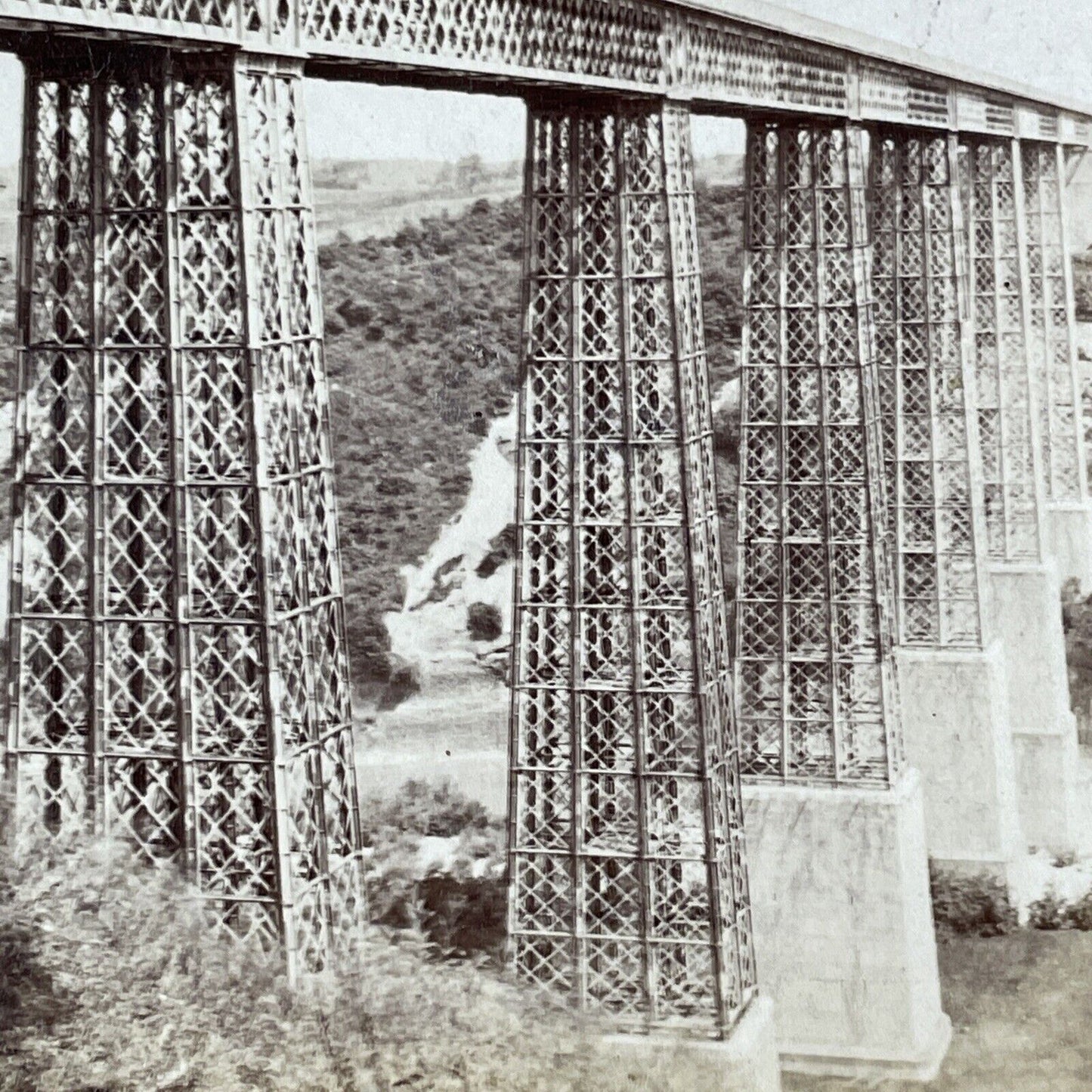 Grand Frey Viaduct Fribourg Switzerland Stereoview Antique c1865 X3200