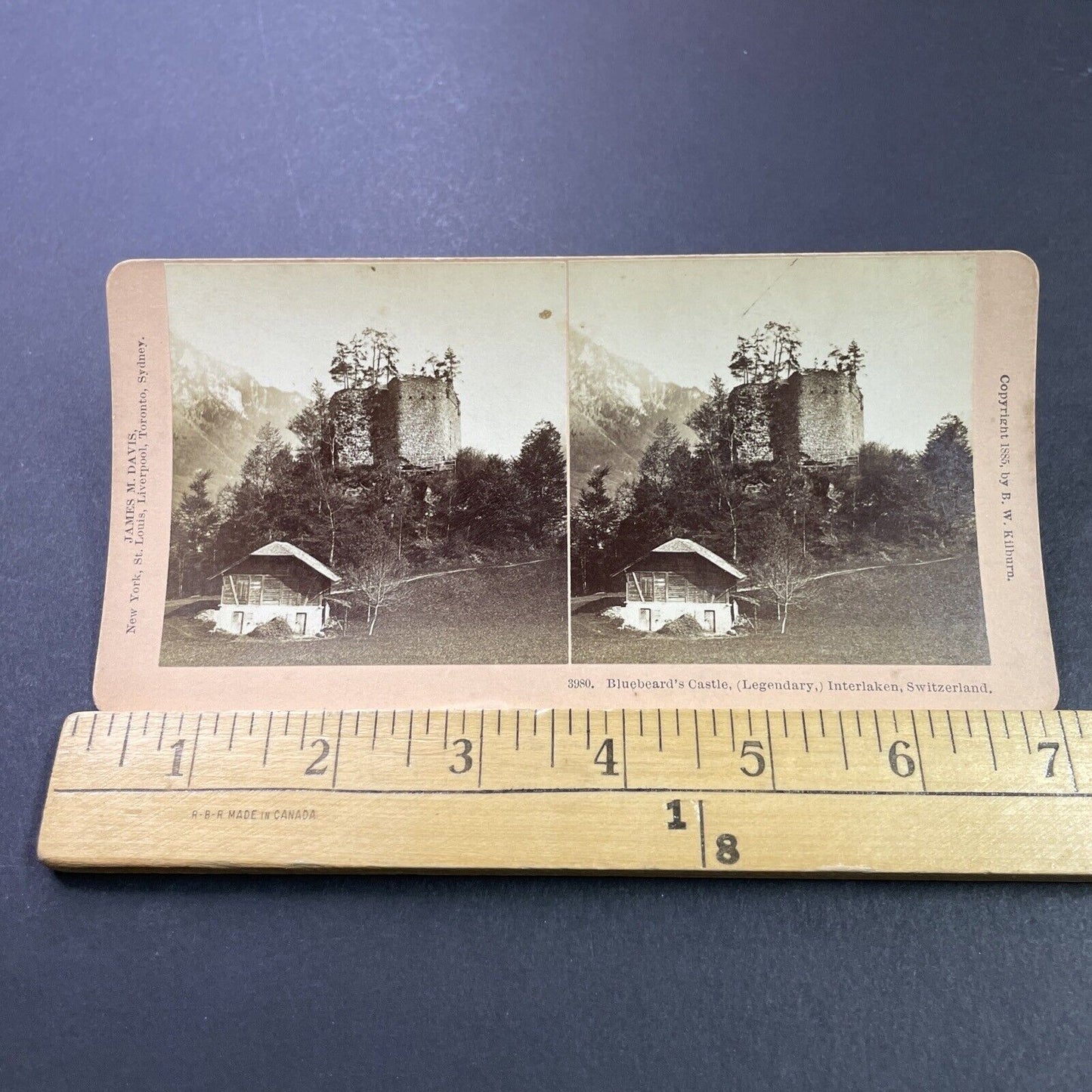 Antique 1885 Blue Beard's Castle Interlaken Swiss Stereoview Photo Card P3935