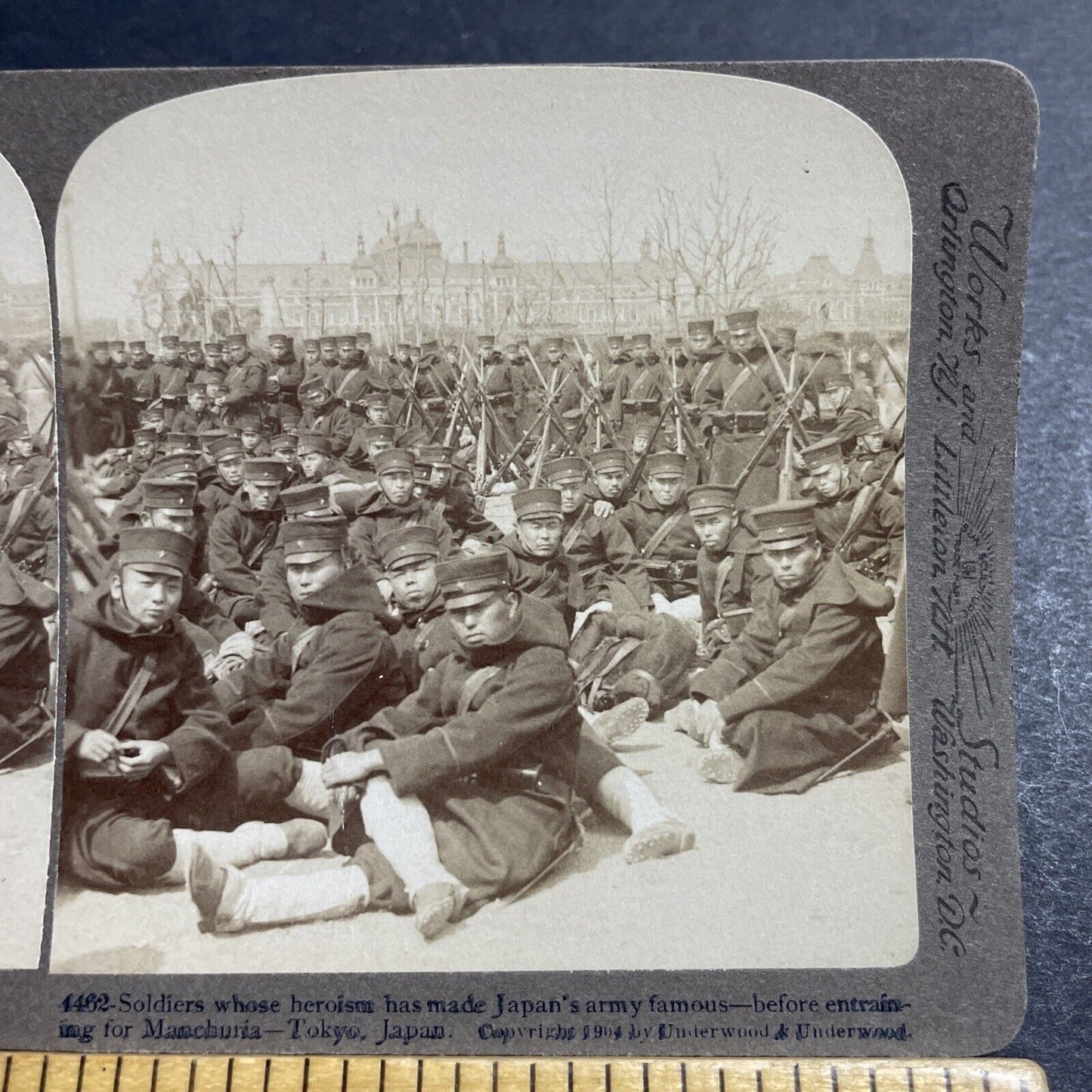 Antique 1904 Japan Troops Ready For Russian War Stereoview Photo Card P5594