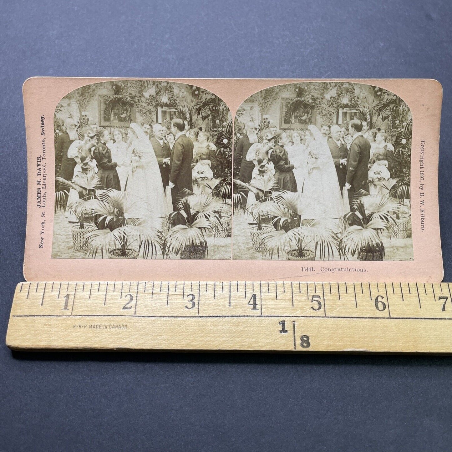 Antique 1897 Man And Woman Celebrate Wedding Stereoview Photo Card P2521