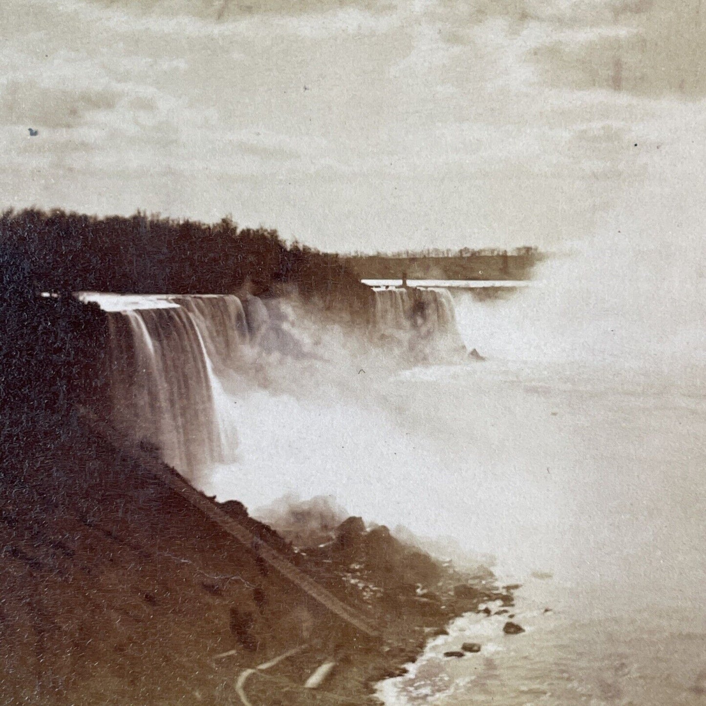 Niagara Falls New York Side Stereoview George Barker Antique c1870s Y2472