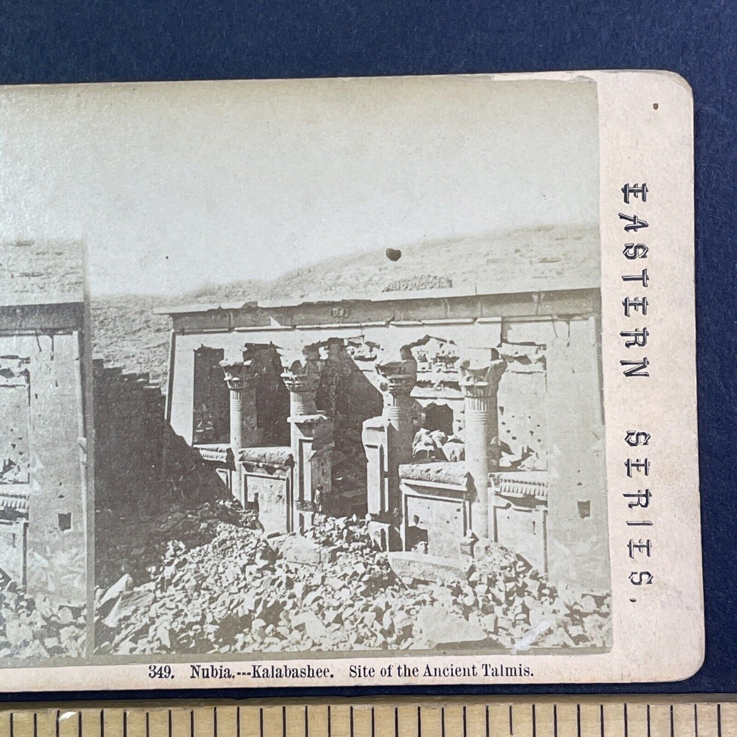 Temple of Kalabsha Nubia Aswan Egypt Stereoview Antique c1870s Y1009