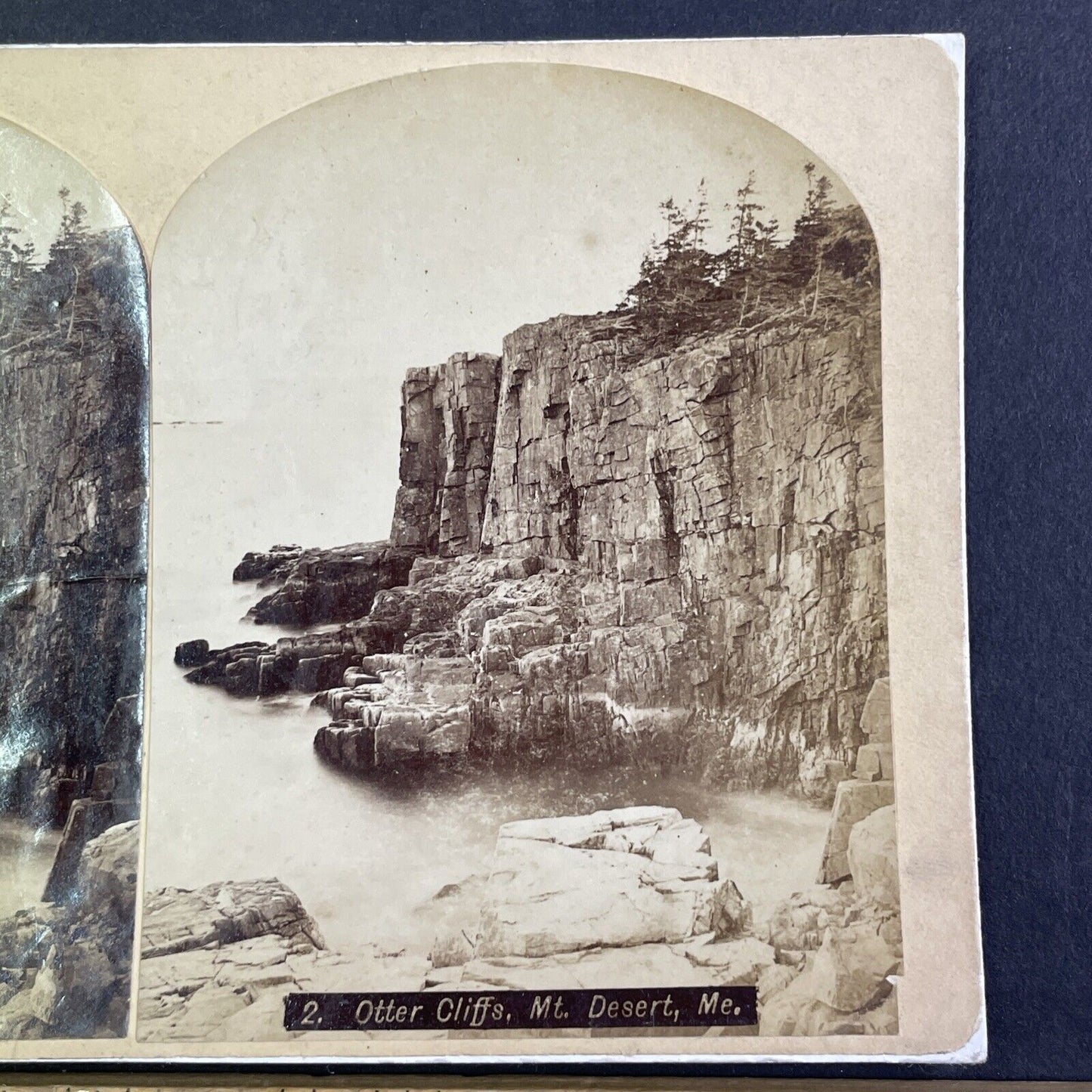 Otter Cliff Point Stereoview Mt Desert Bar Harbor Maine Antique c1870s X1932