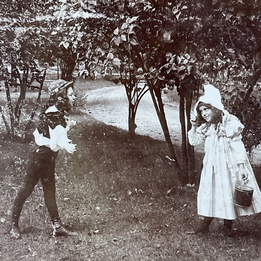 Antique 1893 Children Play Hansel And Gretel Stereoview Photo Card P4734