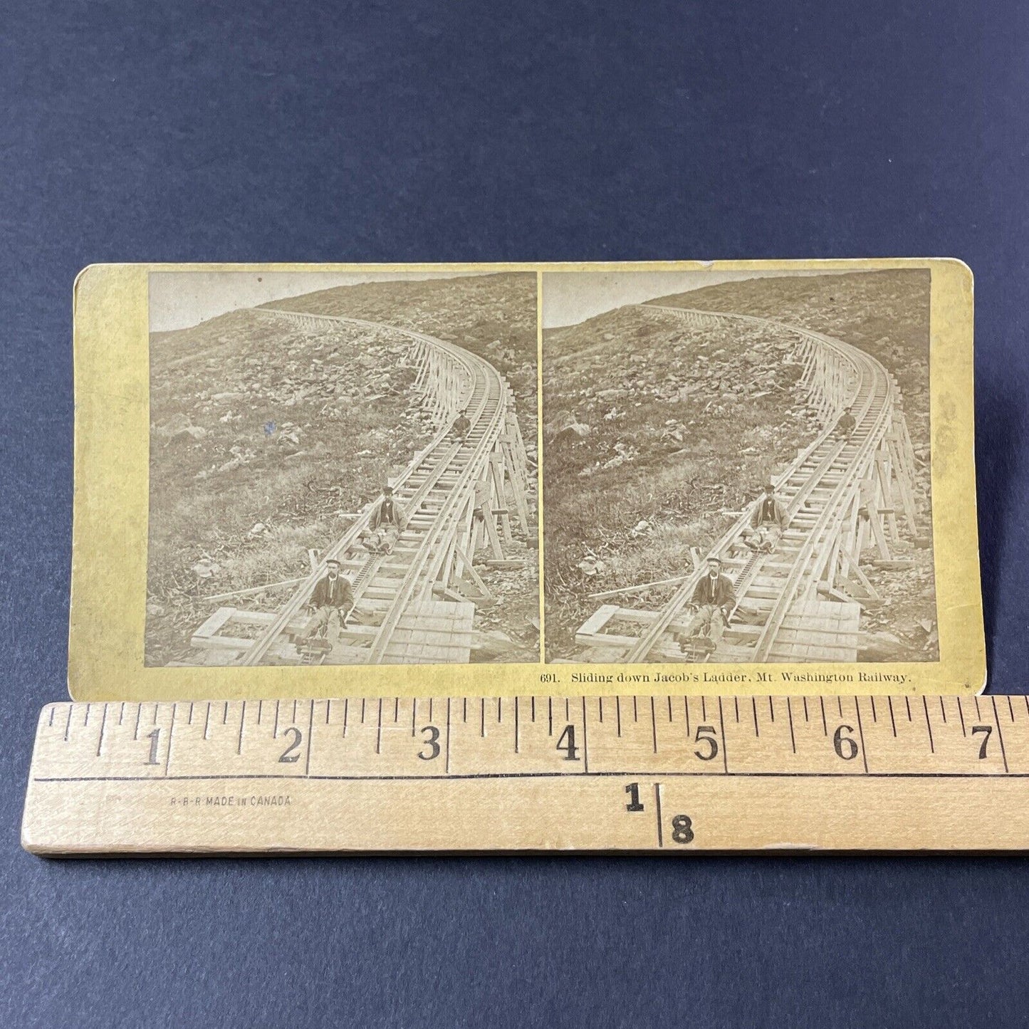 Antique 1880 Tobaggon Slide Down Mount Washington Stereoview Photo Card P2460-09