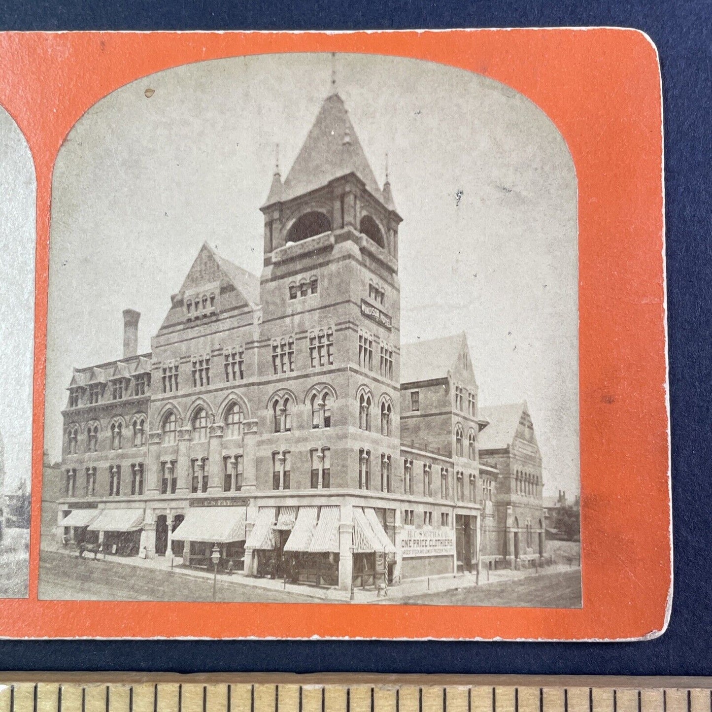 Windsor Hotel Holyoke Massachusetts Stereoview Antique c1870 Y2547