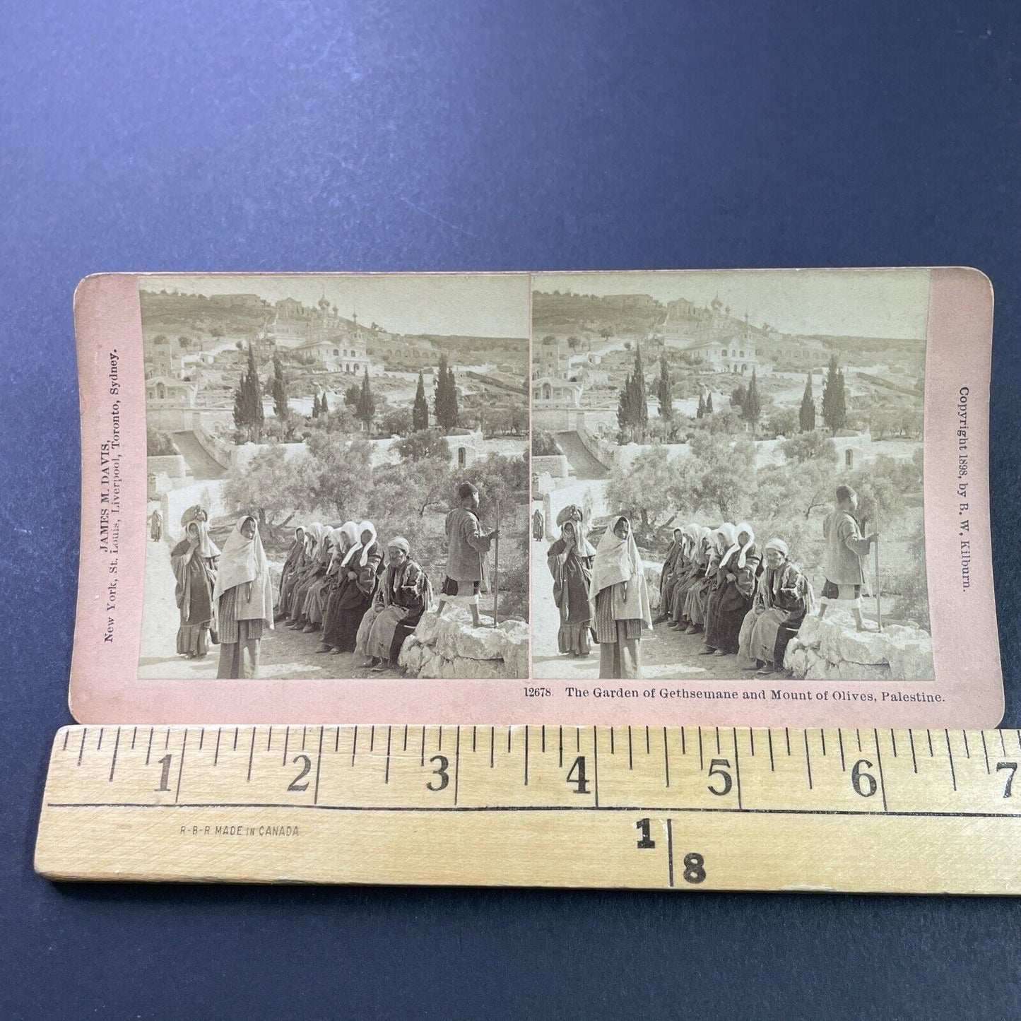 Antique 1890s Palestinian Peasants Sitting Jerusalem Stereoview Photo Card P3895