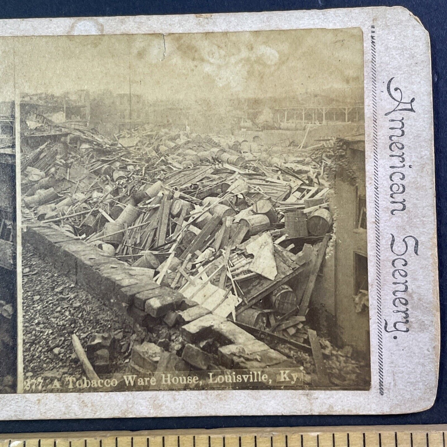 Louisville Kentucky F4 Tornado Disaster Stereoview Warehouse Antique c1890 X3740