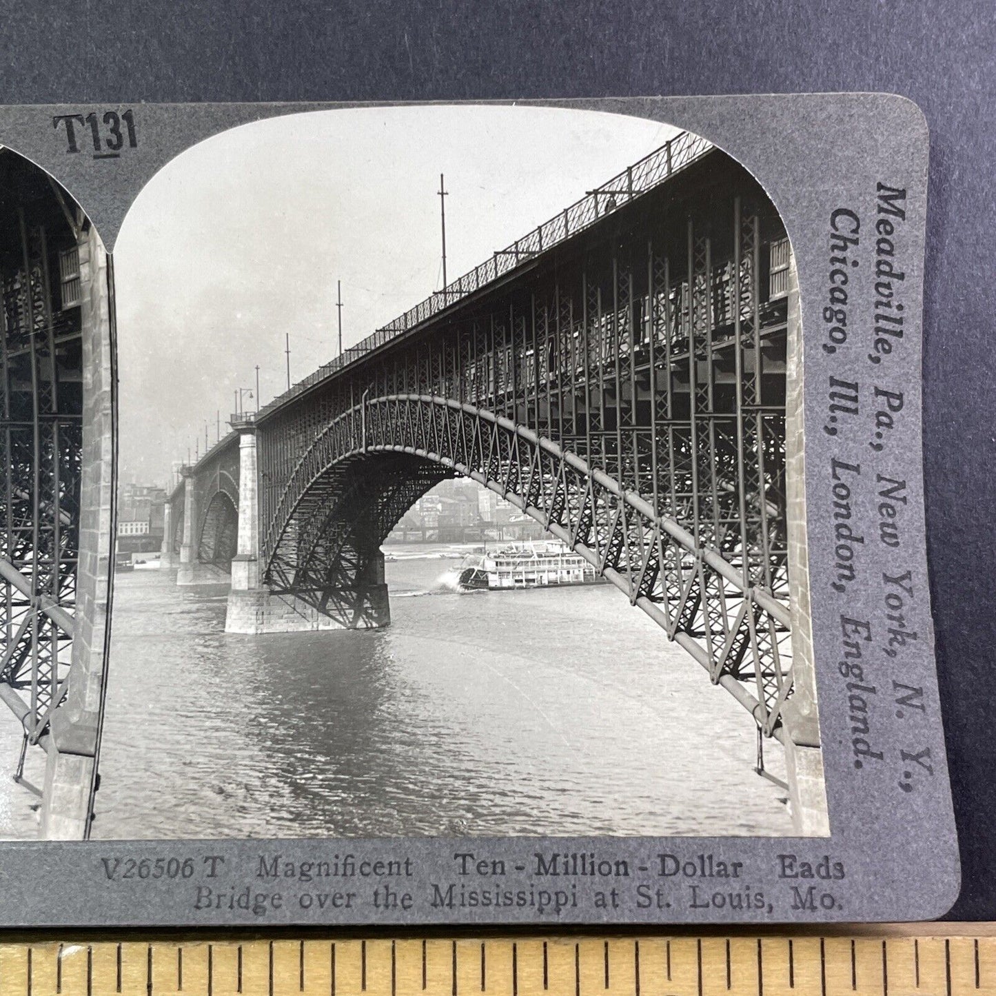 The Mississippi River in St. Louis Missouri Stereoview Antique c1910s Y542