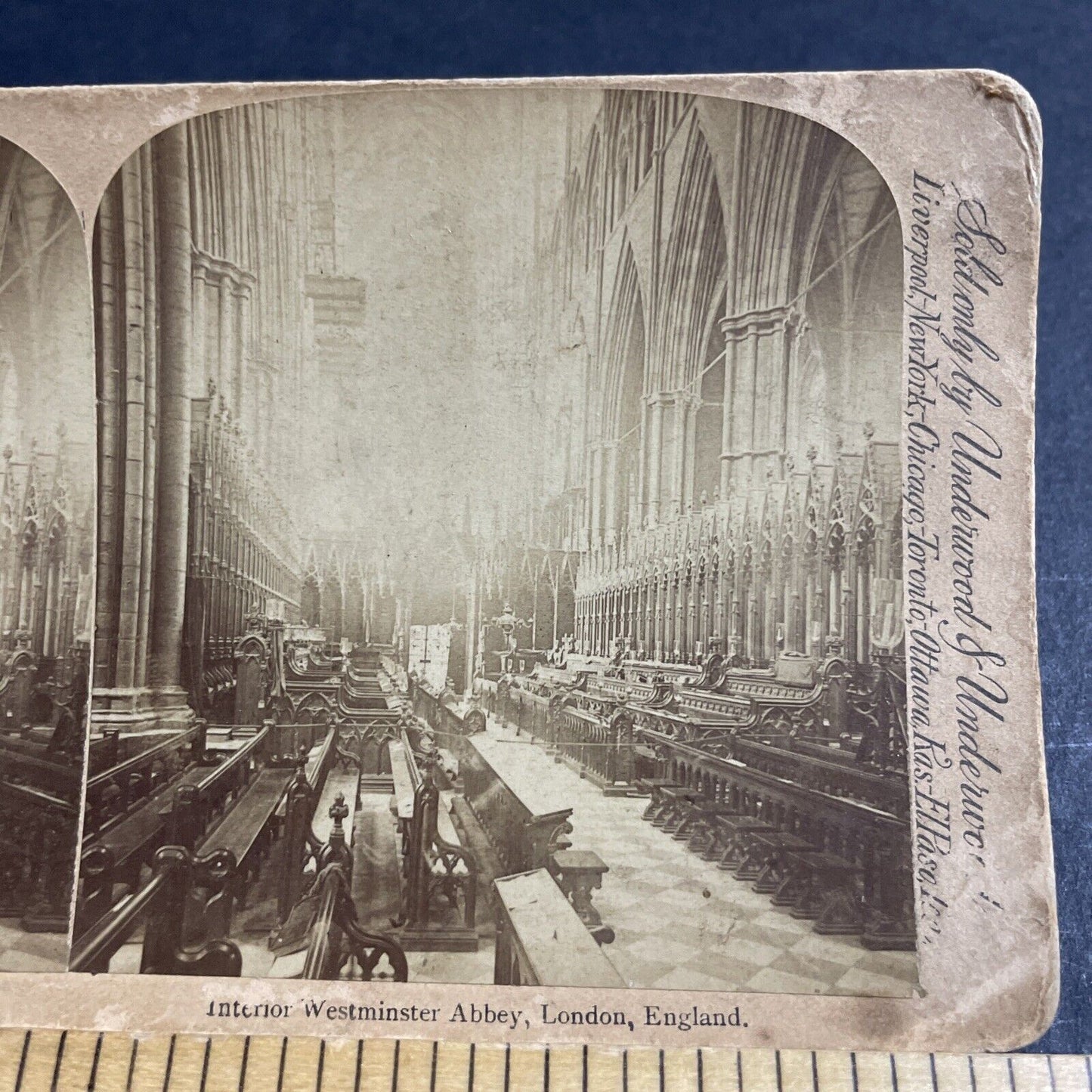 Antique 1880s Westminster Abbey Church London Stereoview Photo Card P4536