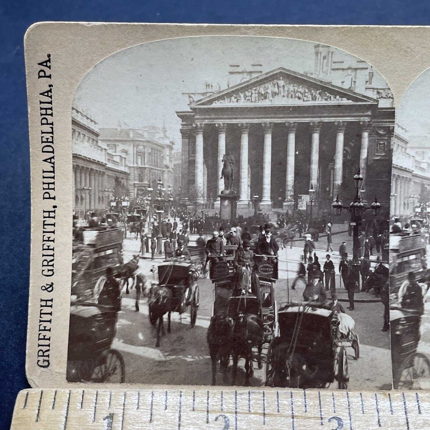 Antique 1890s Traders Leaving London Stock Exchange Stereoview Photo Card P1885