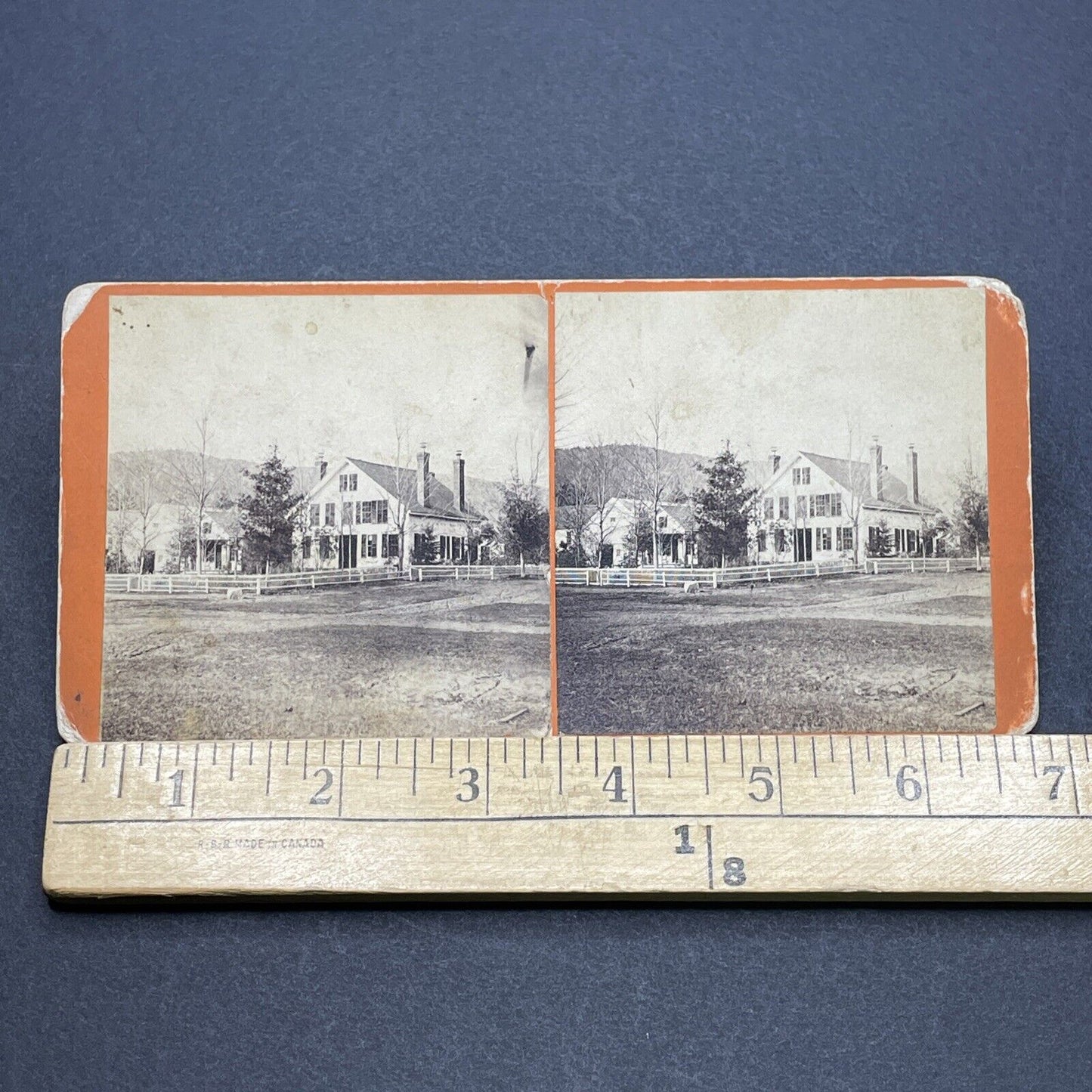 Antique 1860s Colonial Home Plymouth New Hampshire Stereoview Photo Card V1702