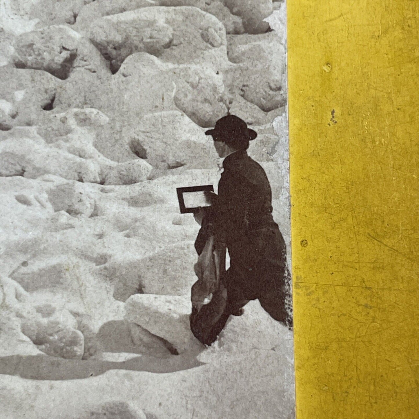 John Heywood Self-Portrait Niagara Falls Ice Bridge Stereoview c1867 Y2526